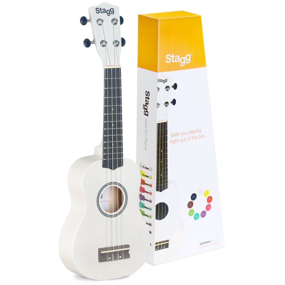 Stagg Ukulele Stagg US-WHITE Sopran Ukulele Weiss mit Tasche