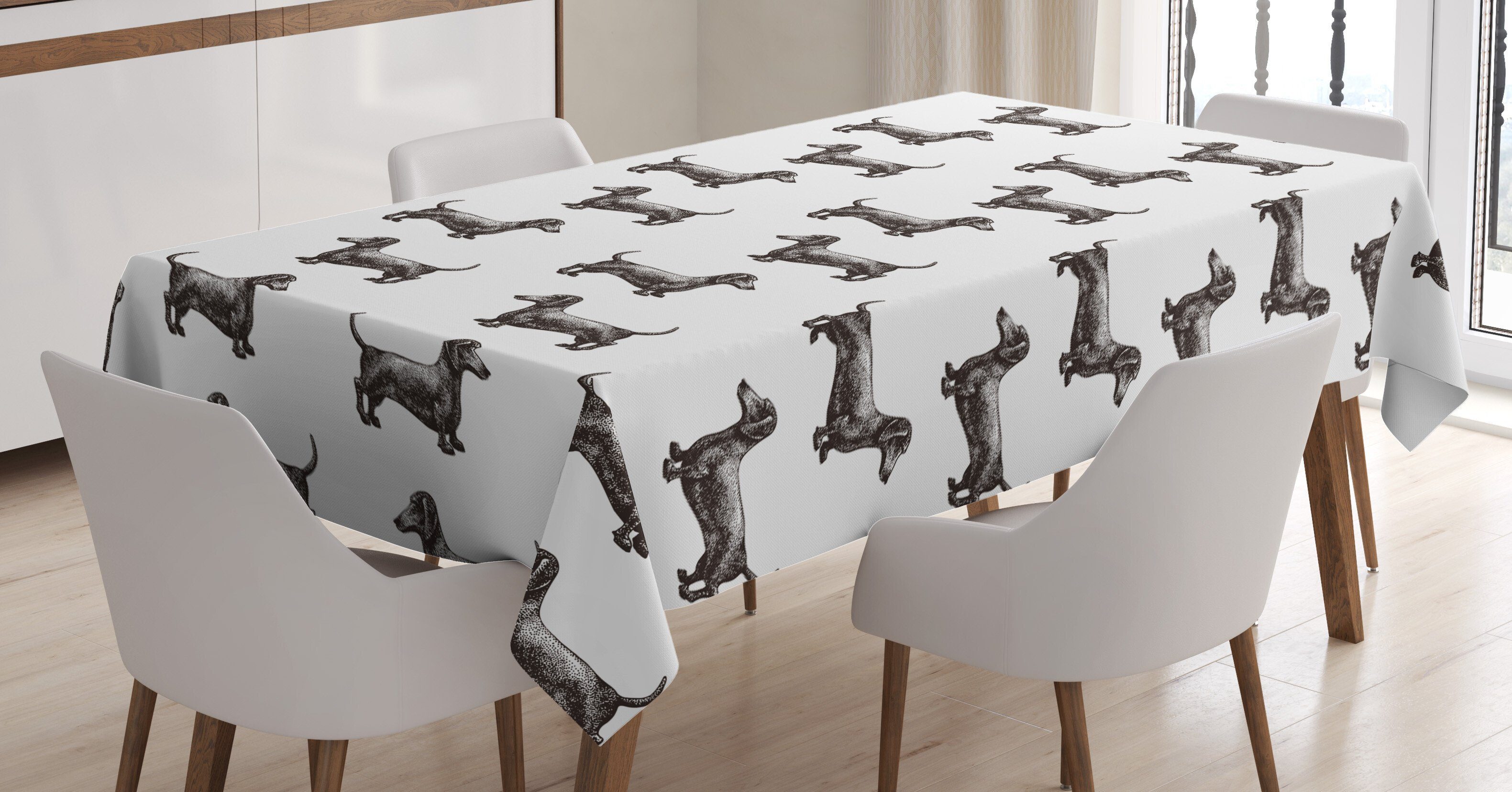 Musterlinien Tischdecke Bereich geeignet Klare Hunde Waschbar Farbfest Farben, Für Dackel den Außen Abakuhaus