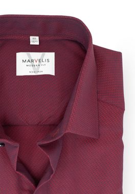 MARVELIS Kurzarmhemd Kurzarmhemd - Modern Fit - Struktur - Rot
