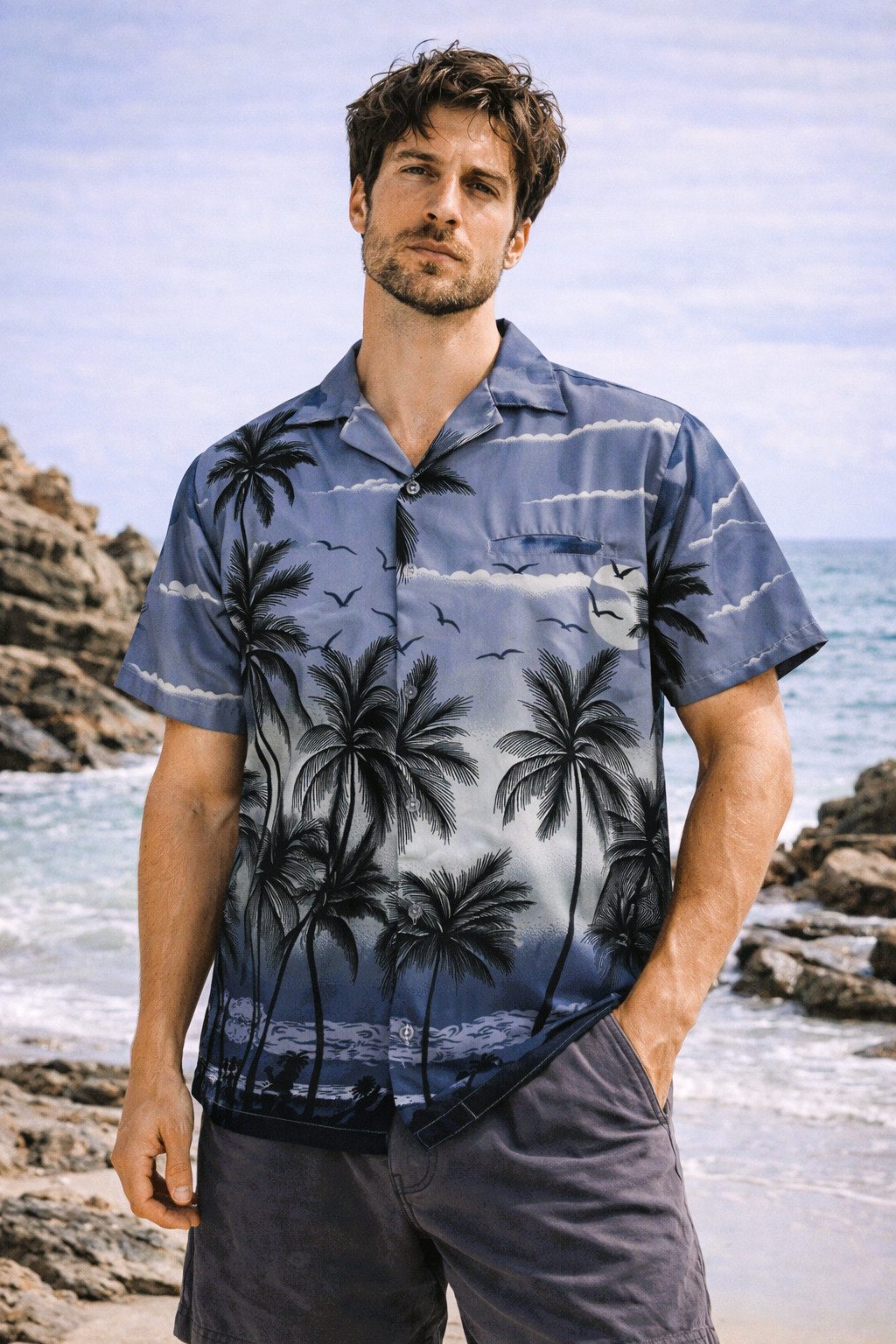 King Kameha Hawaiihemd Beach Funky Hawaii-Hemd Herren Kurzarm Front-Tasche günstig online kaufen