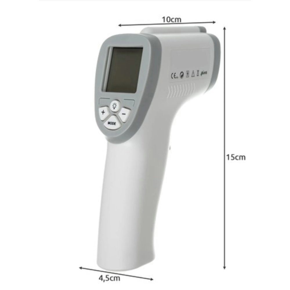 grau ISO TRADE Batterie Lasermessgerät LCD-Thermometer Thermometer Berührungsloses Display grau,