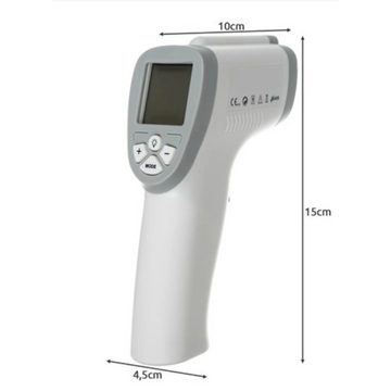 ISO TRADE Lasermessgerät Thermometer grau, Berührungsloses LCD-Thermometer grau Batterie Display