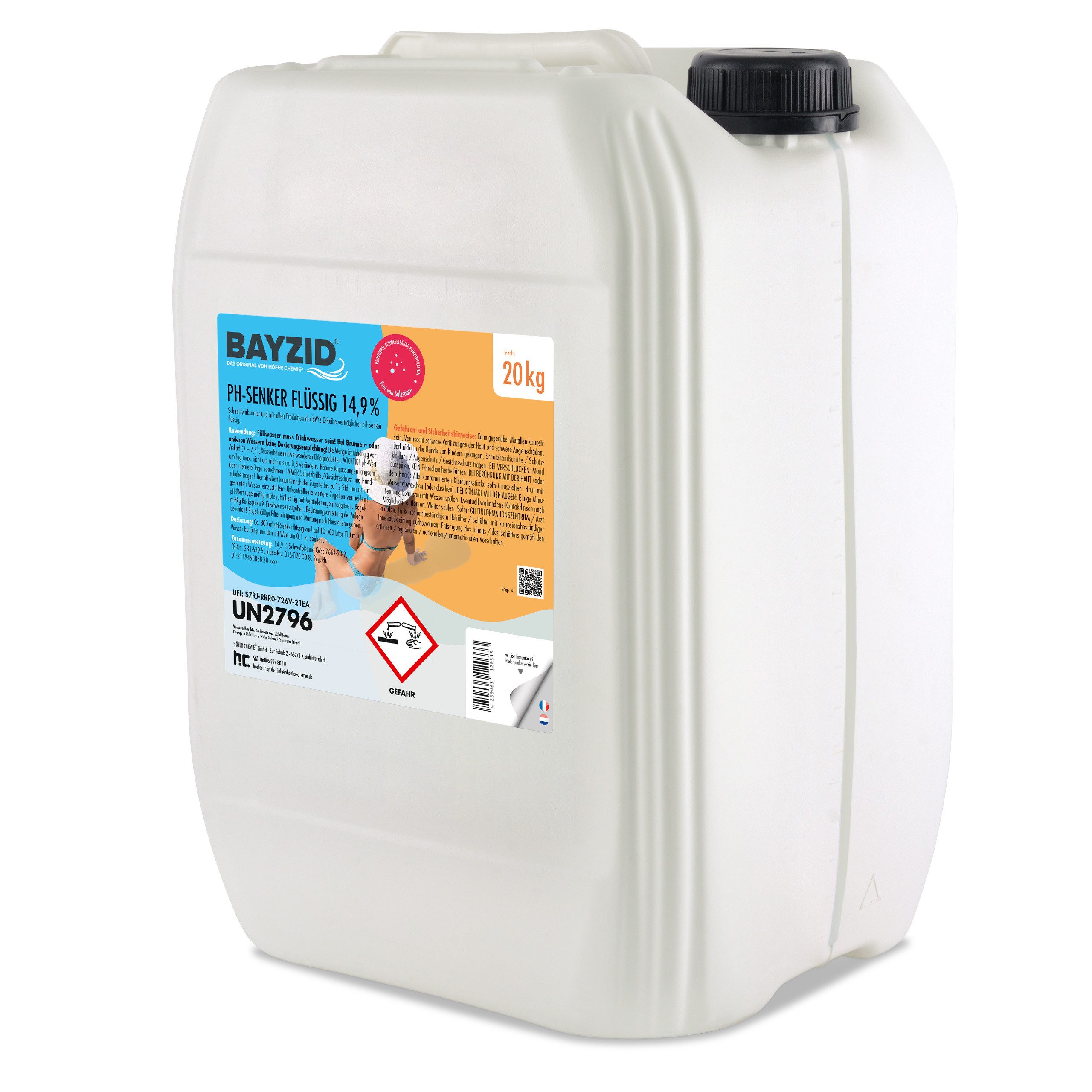 BAYZID Poolpflege 20 kg BAYZID® pH Minus flüssig 14,9%