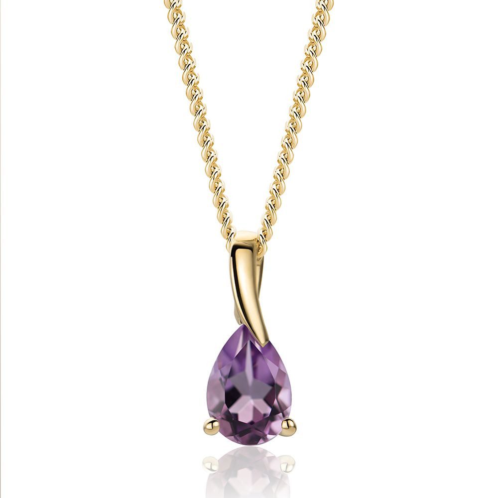 Miore Kette mit Anhänger Damen mit Amethyst, Saphir, Blautopas oder Rubin - Tropfenform 9K Gold, Kette vergoldet 18K 925 Sterling Silber