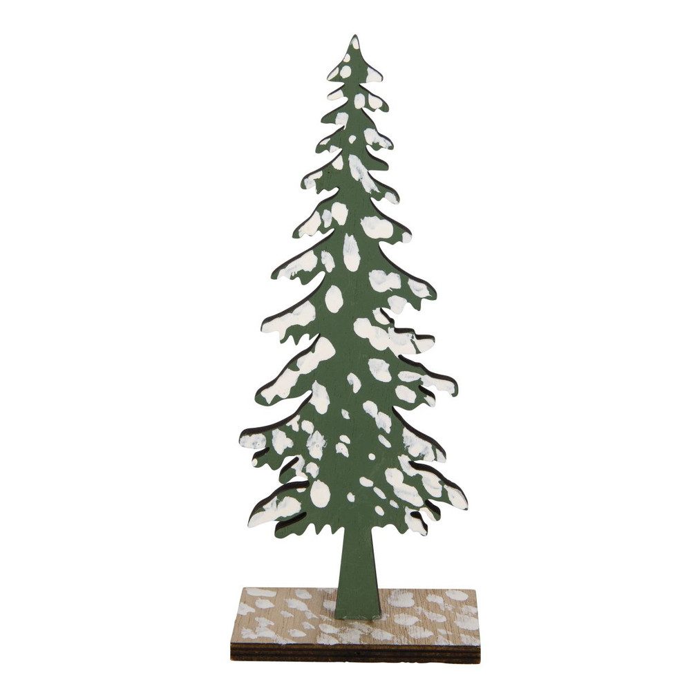 Weihnachtsfigur Standdeko Baum - grün/weiß - ca. 8 x 4 x 19,5 cm