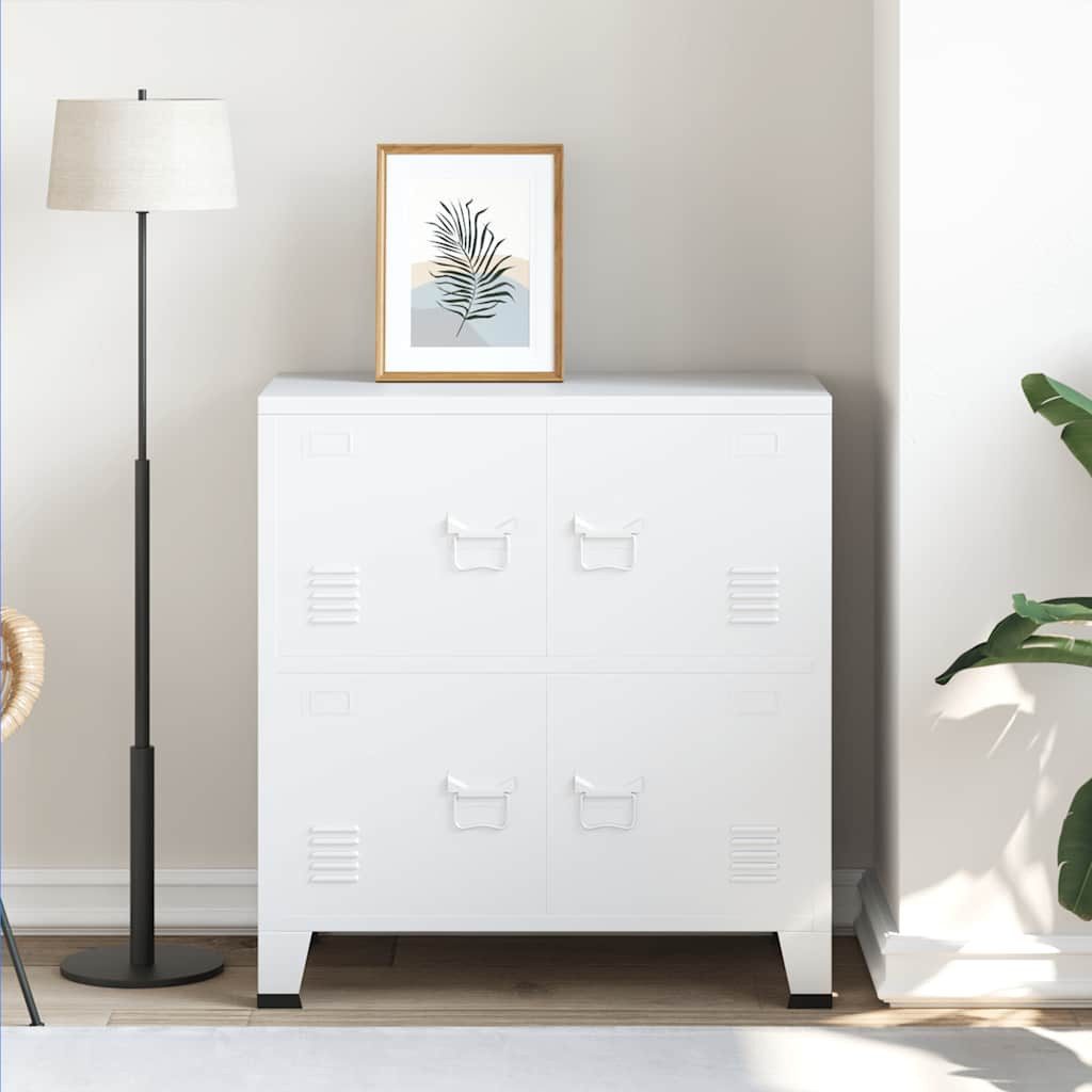 vidaXL Aufbewahrungsbox Aufbewahrungstruhe Industrial Weiß 75x40x80 günstig online kaufen