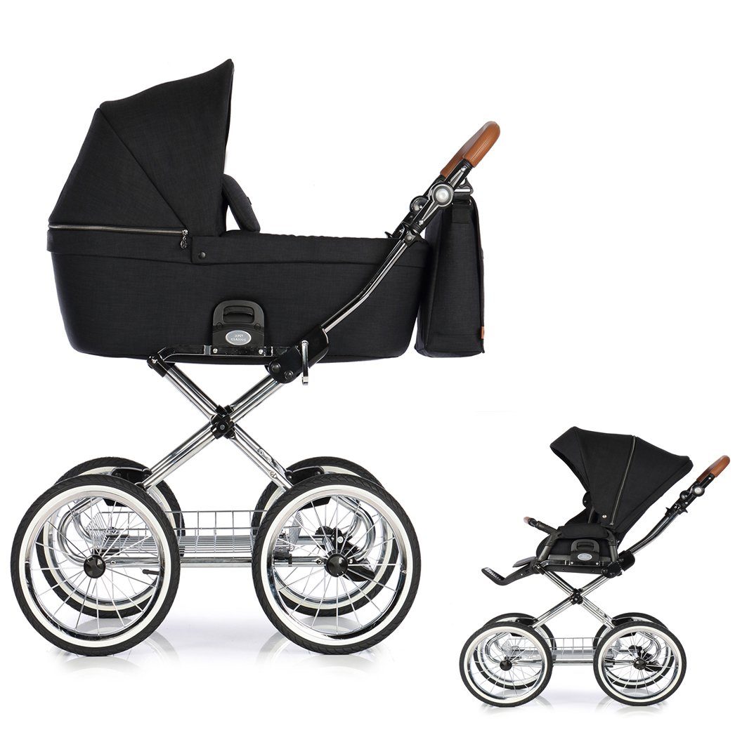 Roan Kombi-Kinderwagen Coss Classic 2 in 1 - 11 Teile - in 4 Designs Black