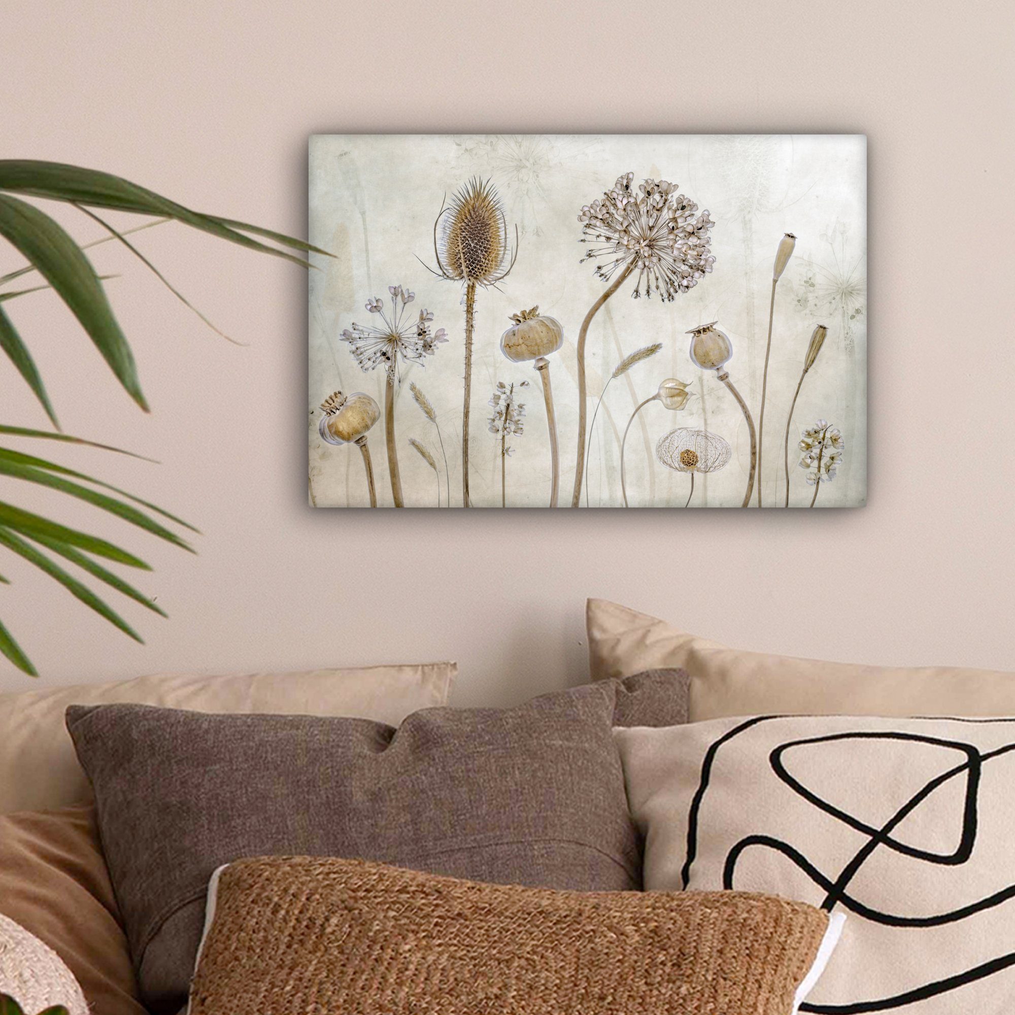 OneMillionCanvasses® Leinwandbild Blumen - Aquarell - Stilleben - Braun - V günstig online kaufen