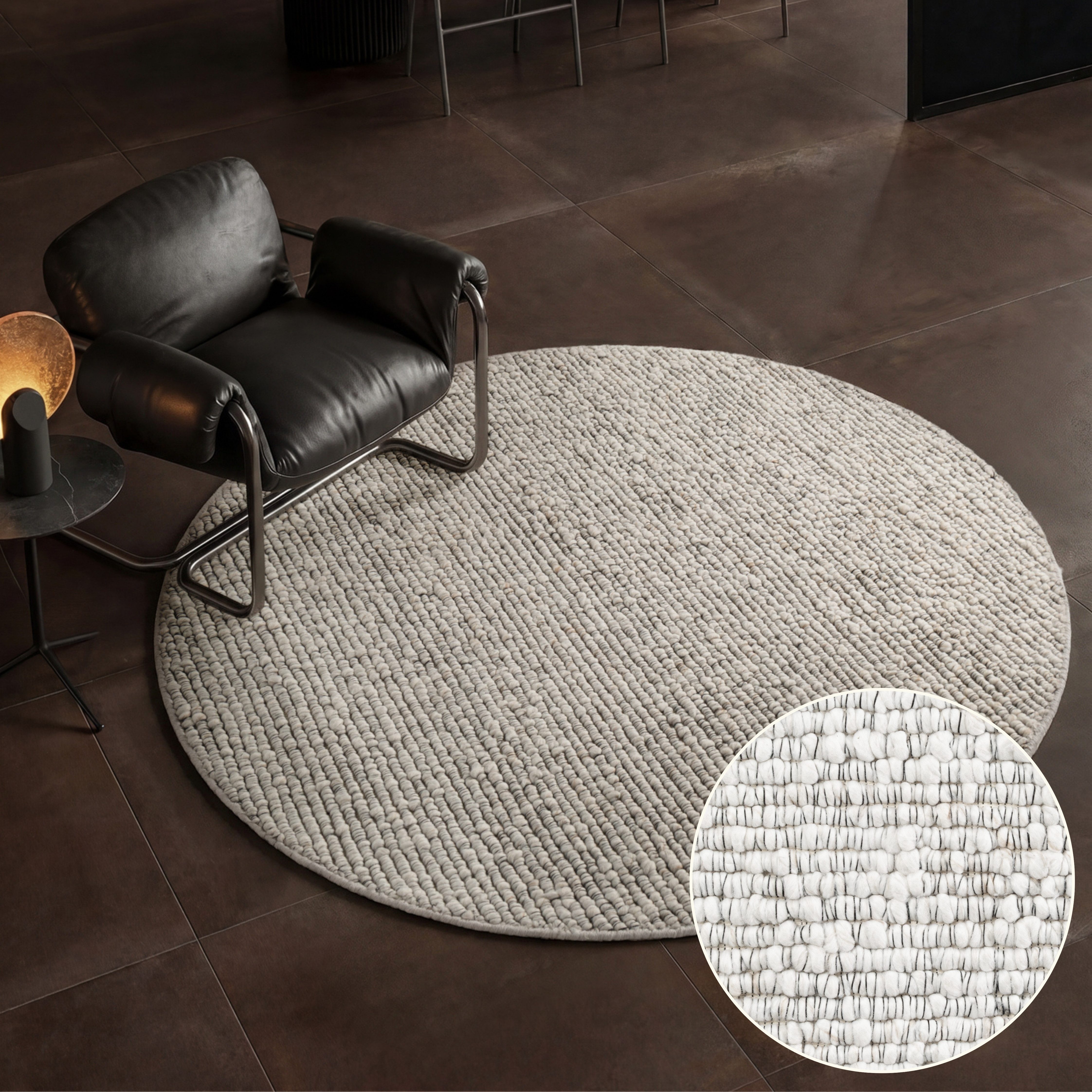 Villeroy & Boch Teppich Woll-Optik Teppich Wilma, rund, Höhe: 8 mm, Handgemacht, Woll-Optik, Weich, Meliert, Wohnzimmer, Schlafzimmer