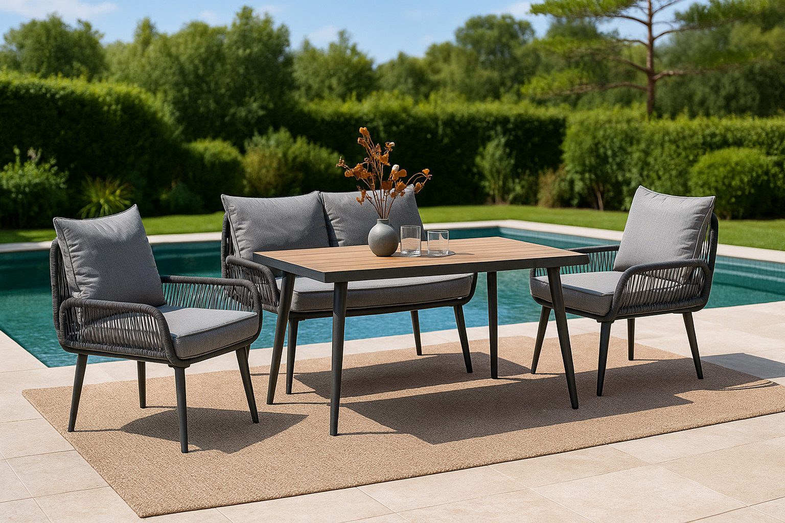 Swing&Harmonie Gartenlounge-Set für 4-6 Personen mit Tisch, Sofa, Stühle, ( günstig online kaufen