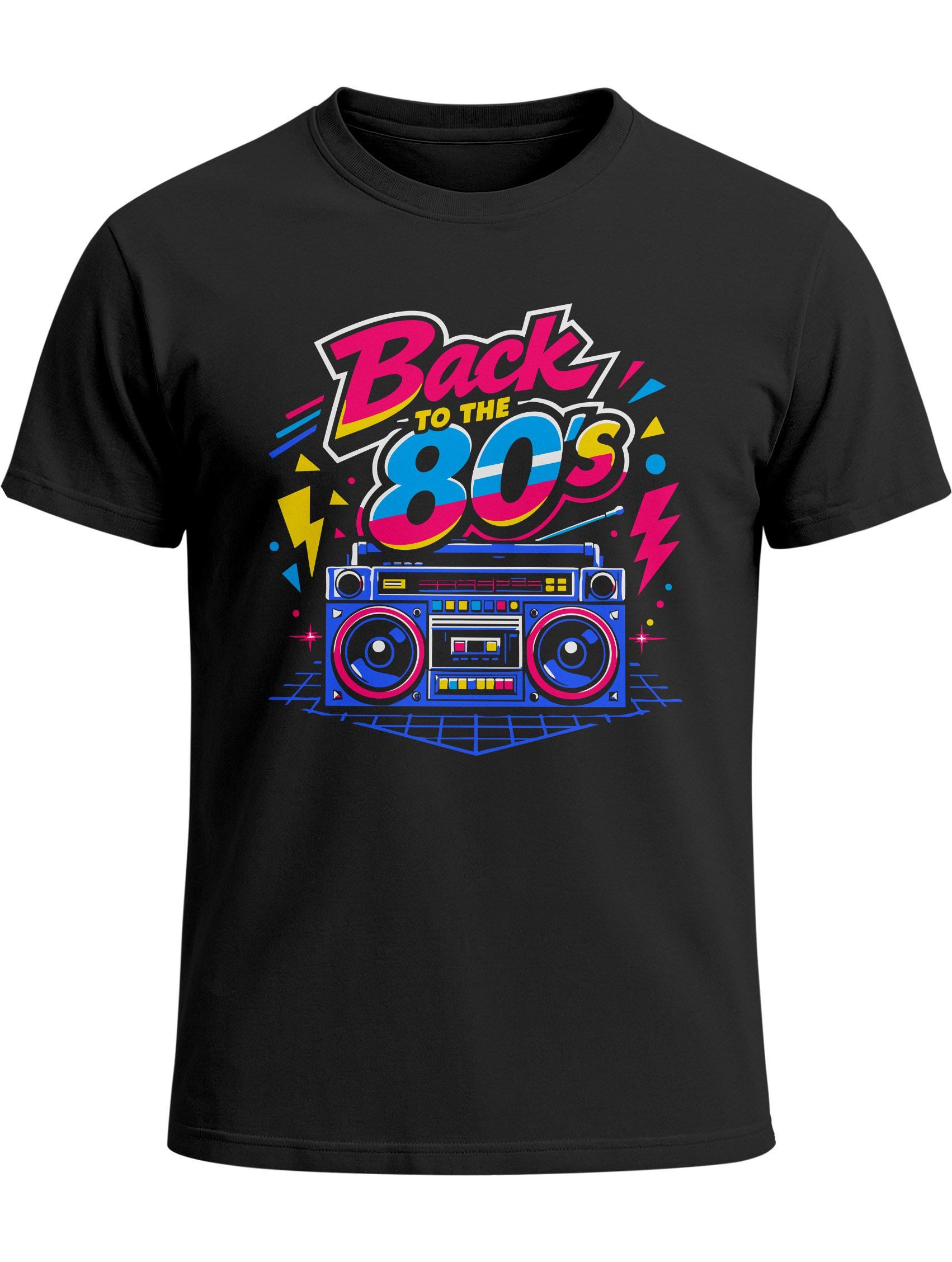 MoonWorks Print-Shirt Herren T-Shirt Back to 80s Spruch Fasching Karneval Kostüm-Ersatz mit Print