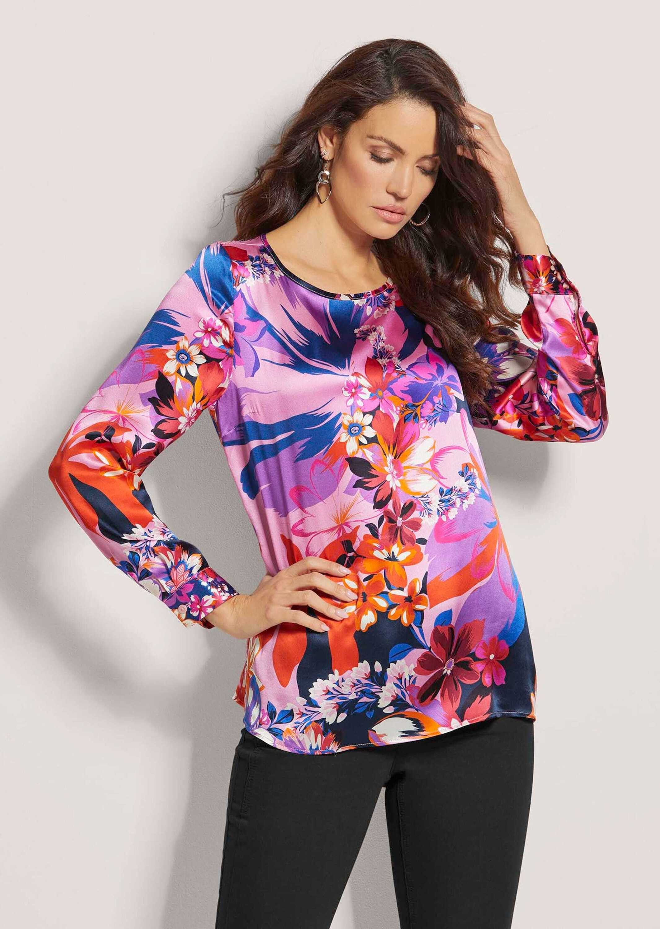 MADELEINE Langarmbluse Seidenbluse mit Floral-Druck günstig online kaufen