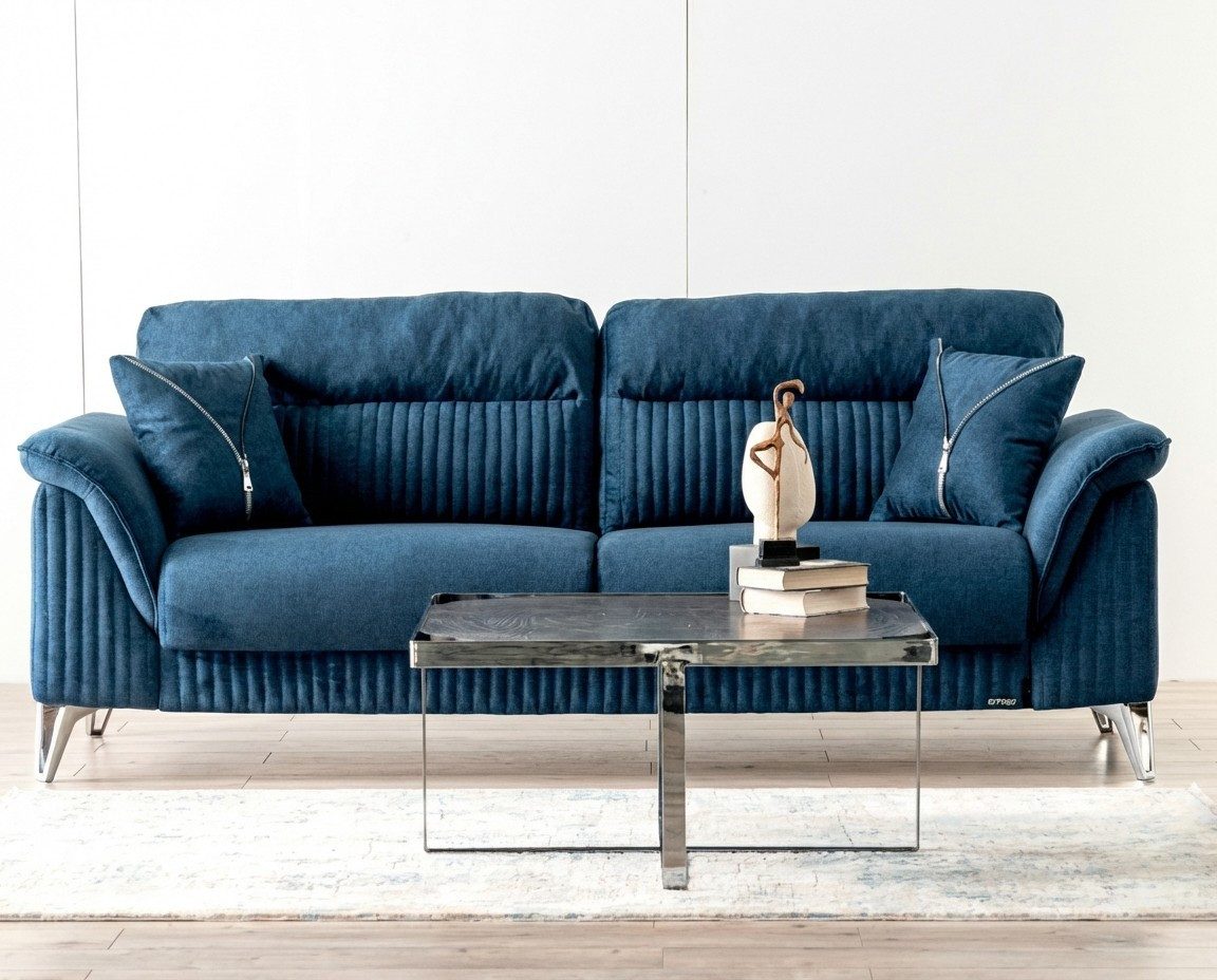 JVmoebel 3-Sitzer Komfortabler 3-Sitzer Sofa Blau - Elegantes Design für stilvolle, 1 Teile, Made in Europe