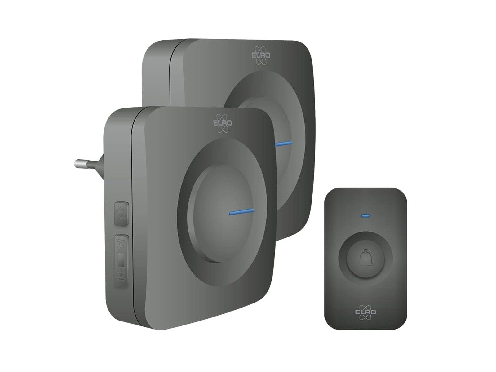 Elro Türklingel-Set, 2 Empfänger, 52 Klingeltöne, (3-tlg), Funkklingel mit Batterie Klingelanlage mit 2 Türgongs für Schwerhörige