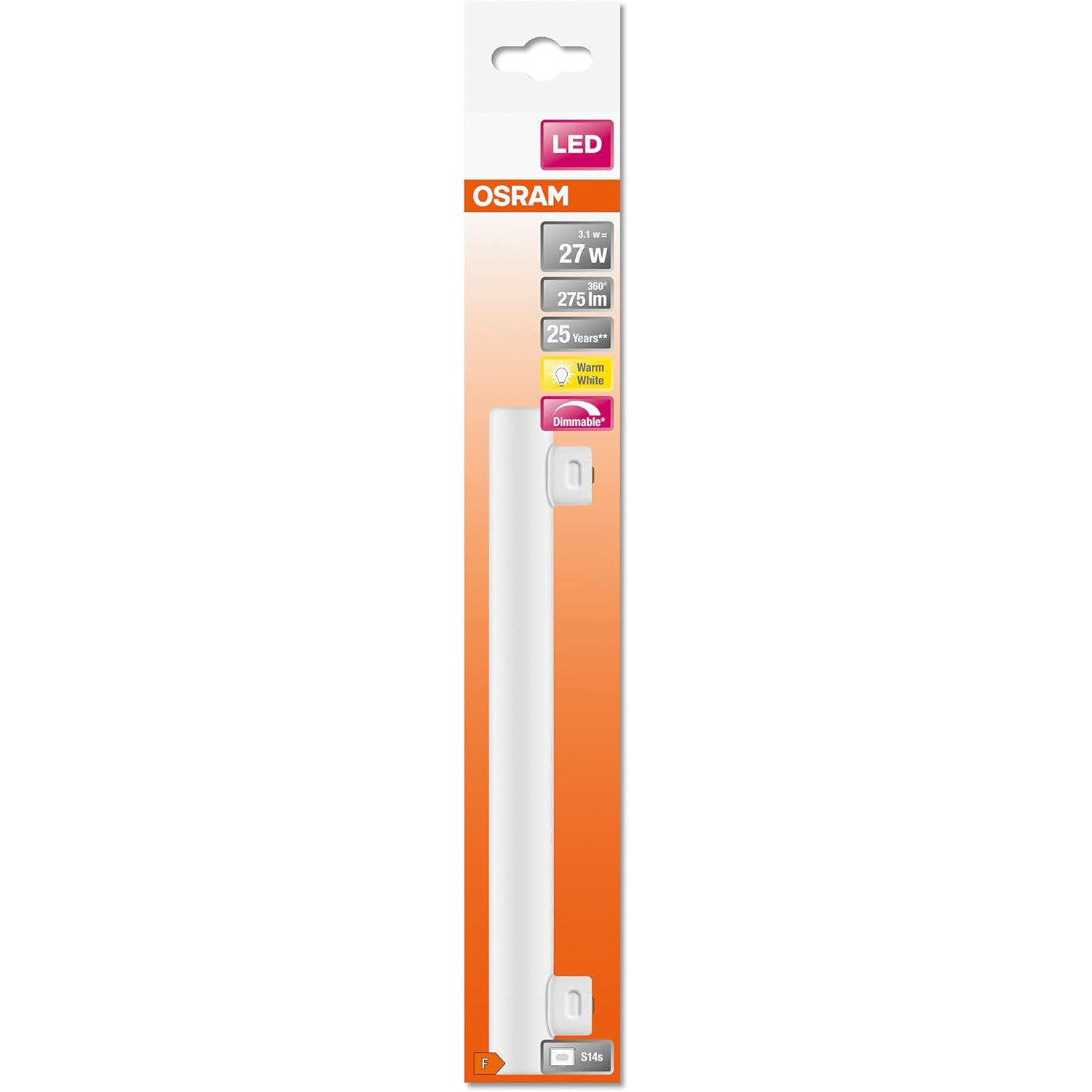Osram LED-Leuchtmittel Led LEDinestra S14s Röhre Lampe WarmWeiß 27W, 1 St., Warmweiß, Leuchtmittel 30cm Licht