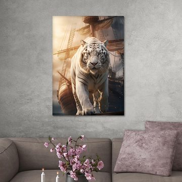 Hustling Sharks Leinwandbild Tiger-Bild als XXL Leinwandbild "White Tiger" - exklusives Tierbild, in 7 unterschiedichen Größen verfügbar