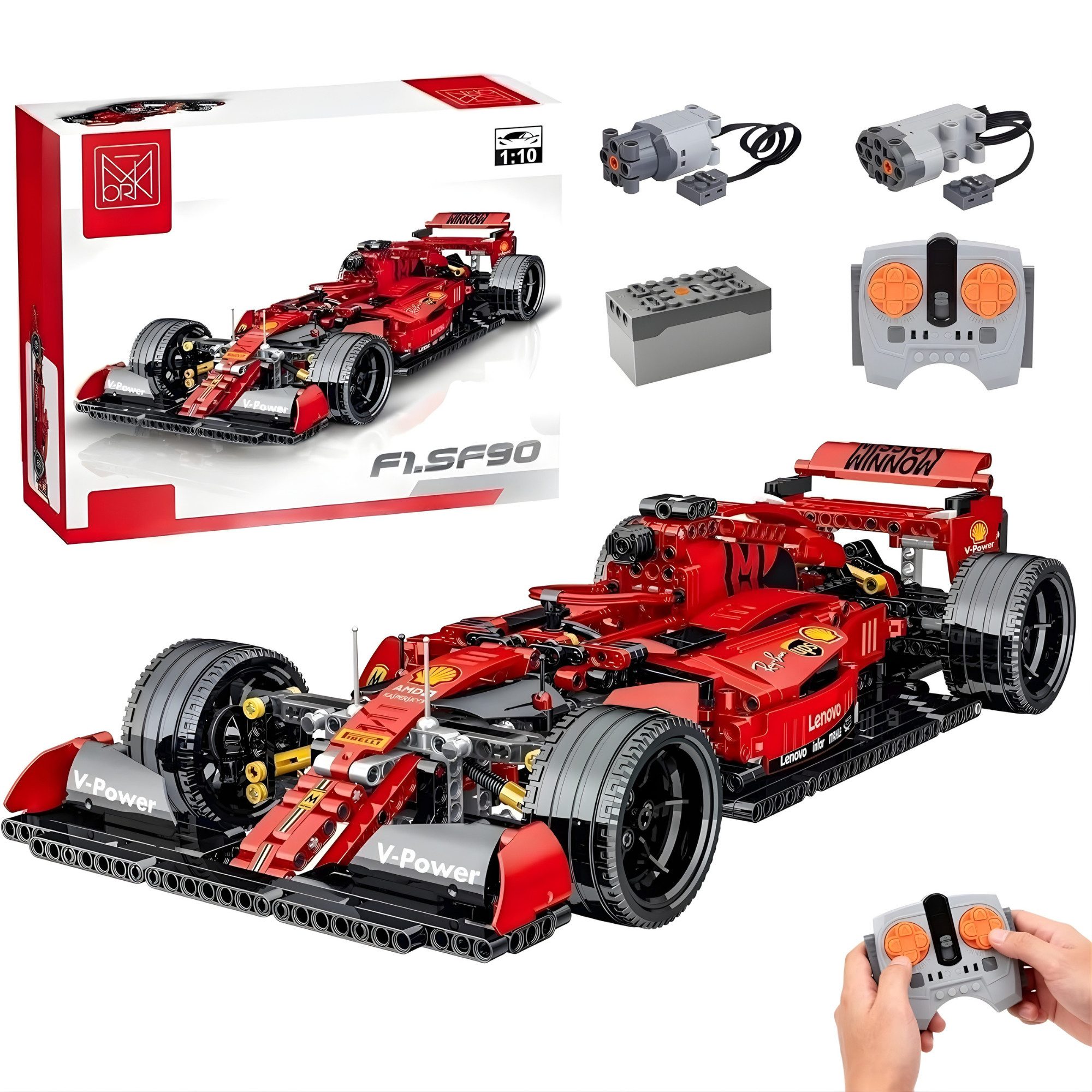 Technik F1 Auto für Ferrari SF90 Klemmbausteine 1100 Teile 1:10 Spielbausteine