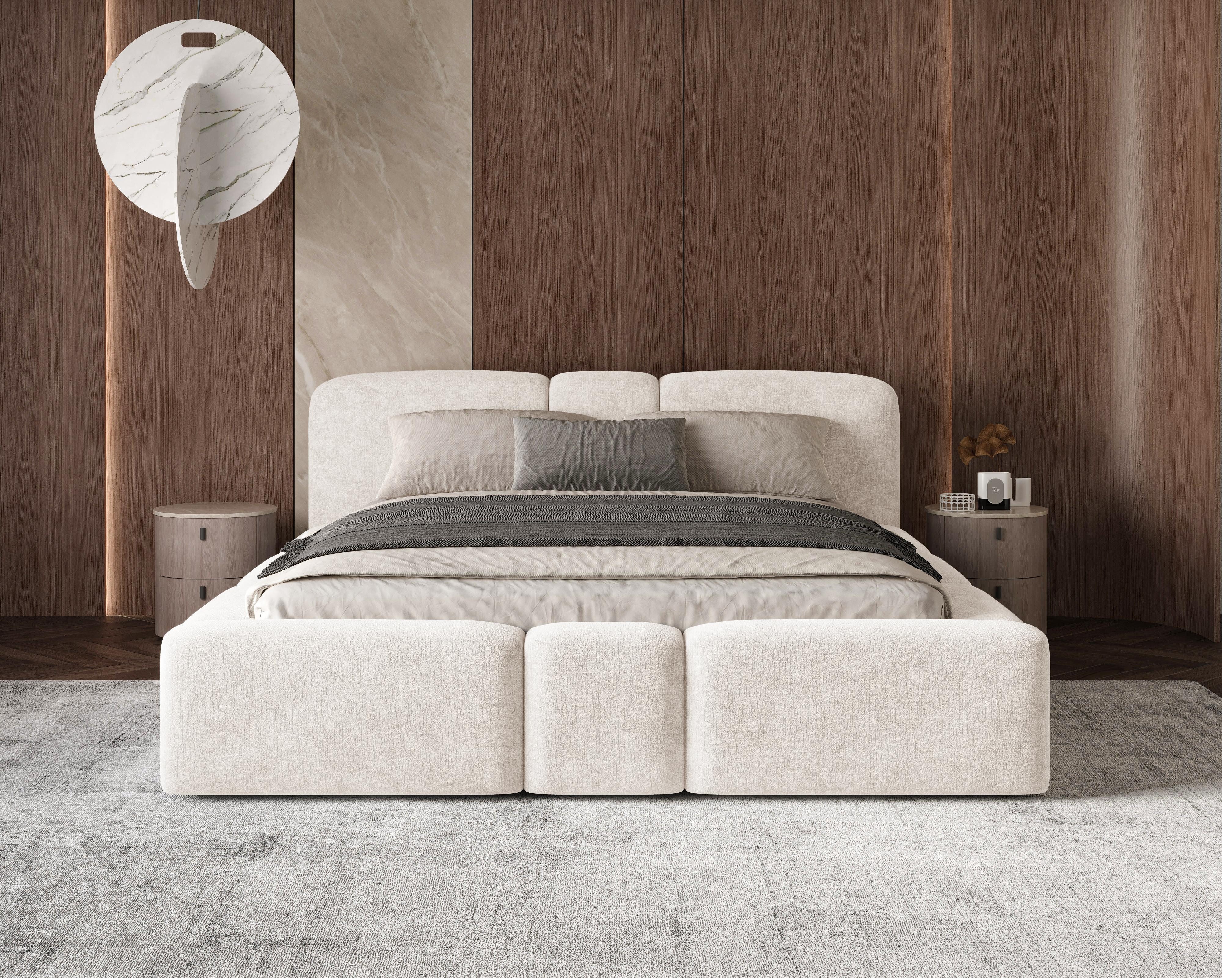 Chilly Möbel Polsterbett Designer Doppelbett mit XXL Bettkasten & Lattenrost (Boxbett ohne Matratze Metallrahmen 13 Farben, 1-tlg., 140x200 160x200 180x200 200x200cm), Gasdruckfeder Kopfteil Stauraum Doppelbett