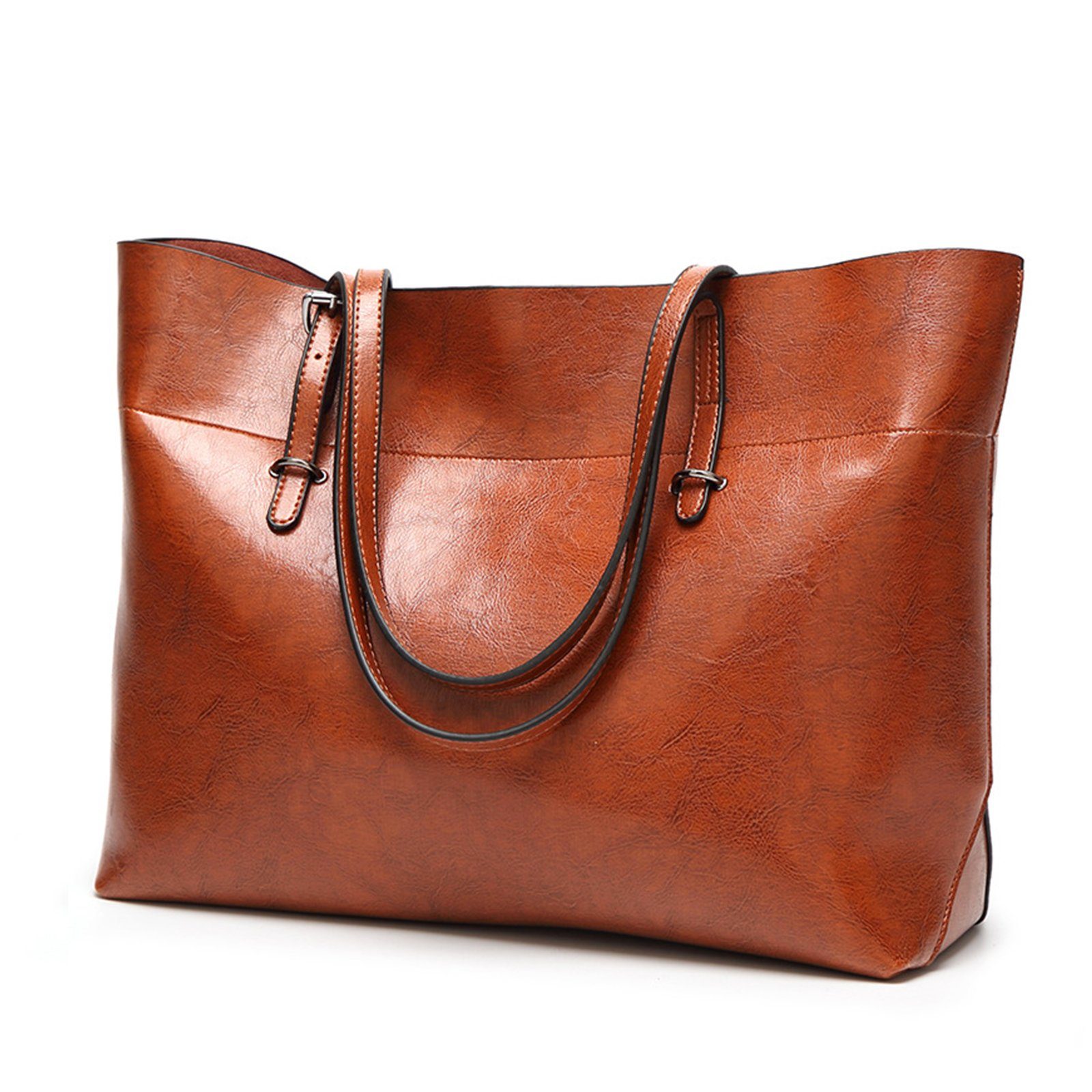 REDOM Handtasche Damen Henkeltasche Freizeittasche Arbeitstasche Damen (Leder Tragetasche Schultertasche Top Business Bürotasche, Tasche Reisen Arbeit Büro Aktentasche, Griff), Vintage Freizeit für Ledertasche Laptoptasche Leder Schule Braun Frauen Jungen Unitasche, Shopper 