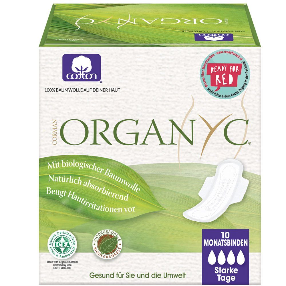 Organyc Slip-Einlage Damenbinden Nacht 10 Stück