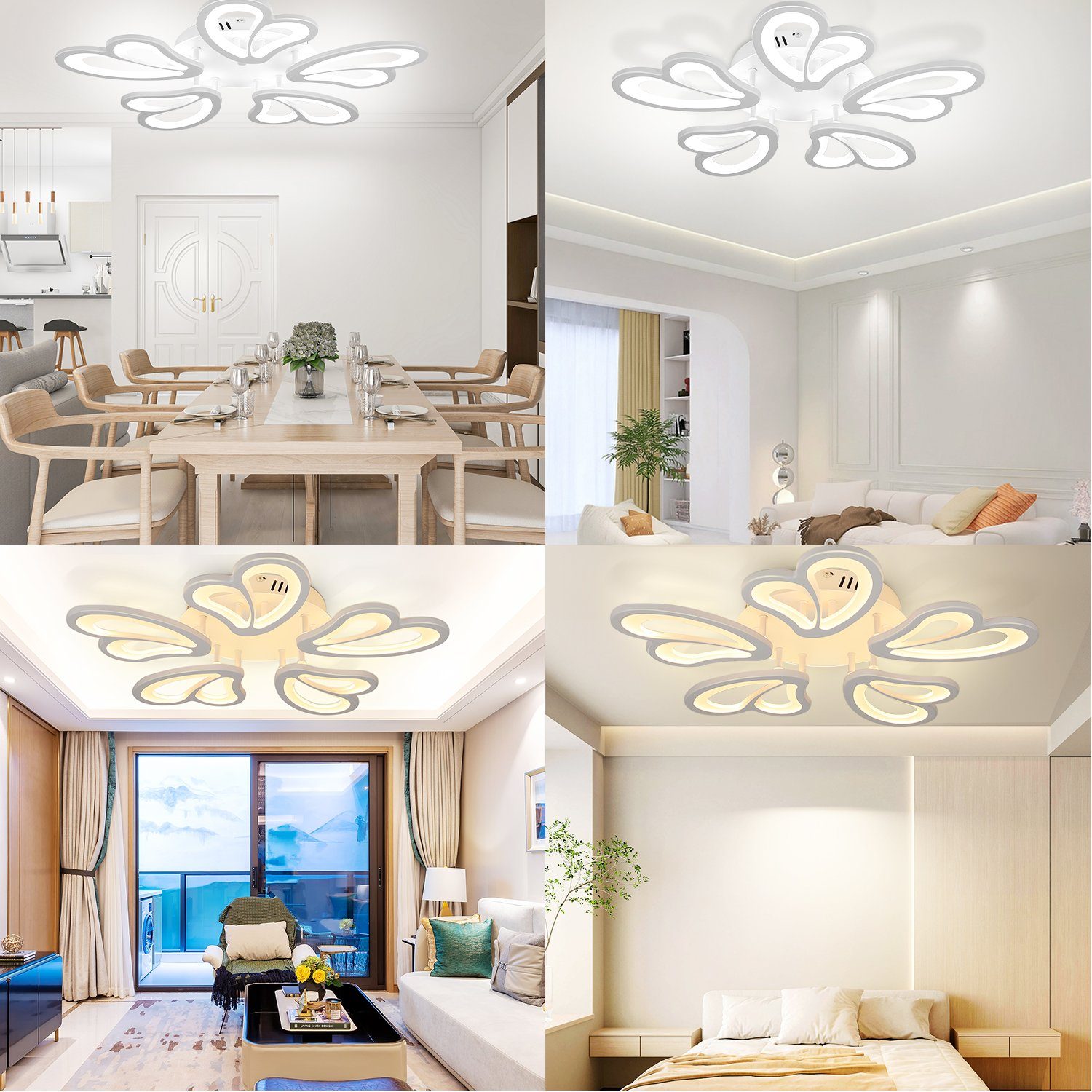 Deckenleuchte,5 Flur, Dimmbar integriert, mit Deckenlampe, LED LETGOSPT 30W Design-Wohnzimmer für Moderne Kaltweiß/Naturweiß/Warmweiß, fest Küche LED Fernbedienung, Wohnzimmer, Deckenleuchte Herzen, Schlafzimmer,