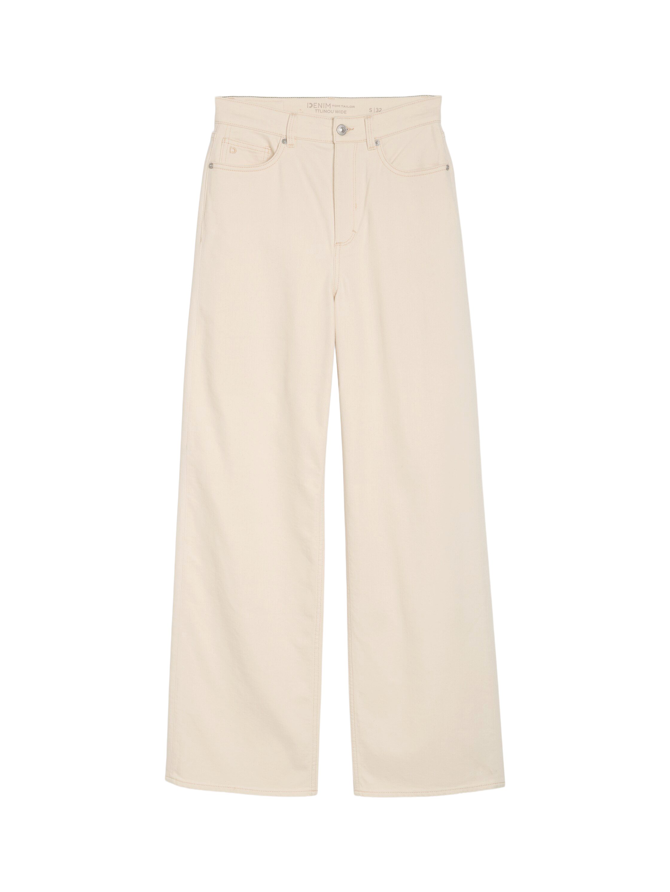 TOM TAILOR Denim Weite Jeans H natur,Casual,Baumwolle,Unifarben,Wide Leg,Hoch