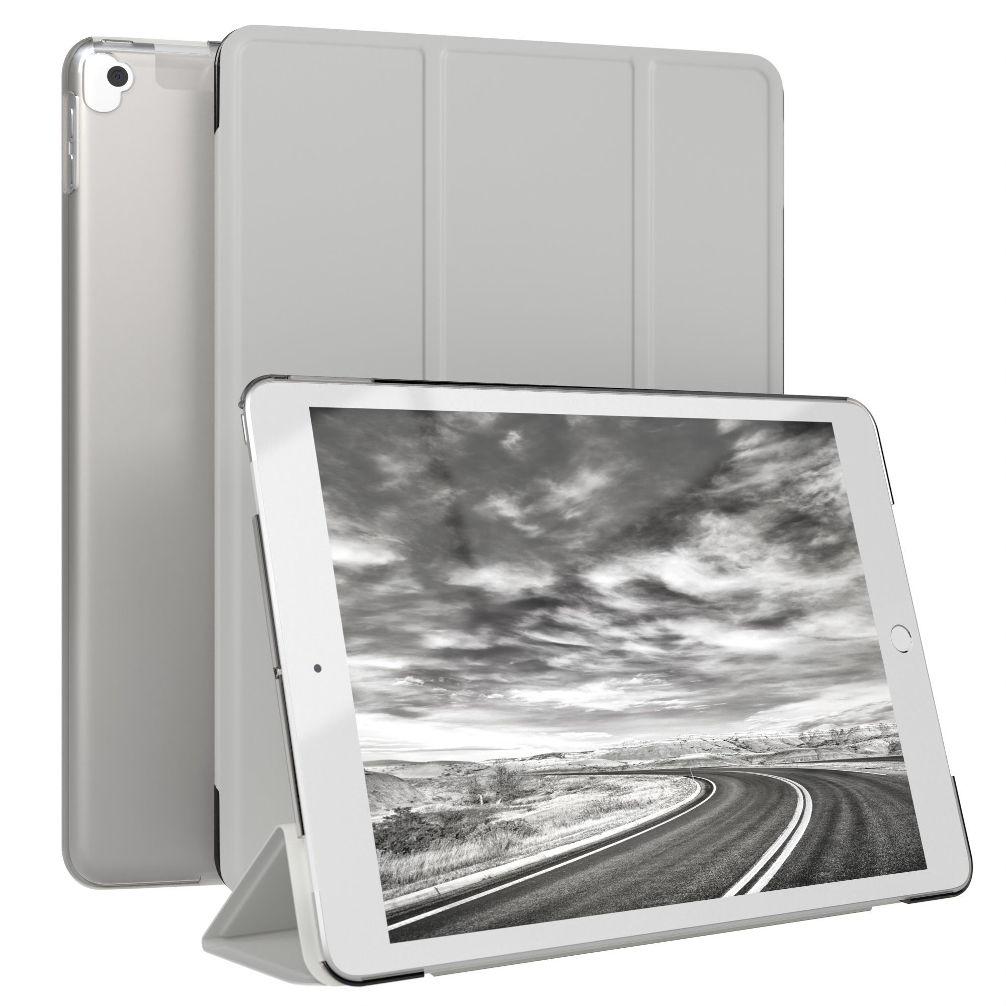 EAZY CASE Tablet-Hülle Smart Case für iPad 10,2" 7. / 8. / 9. Generation 10,2 Zoll, Tablet Case Bookcover Smart Flipcase Schutztasche magnetisch Hellgrau