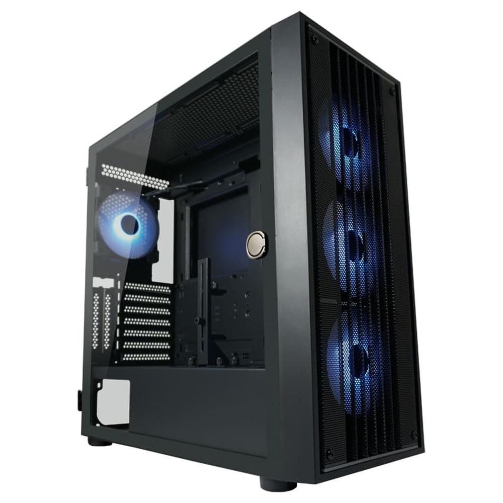LC-Power Gaming-Gehäuse 810B Dark_Crawler_X, ATX Midi-Tower Gehäuse mit Mesh-Frontpanel, 4X ARGB Lüfter, Schwarz