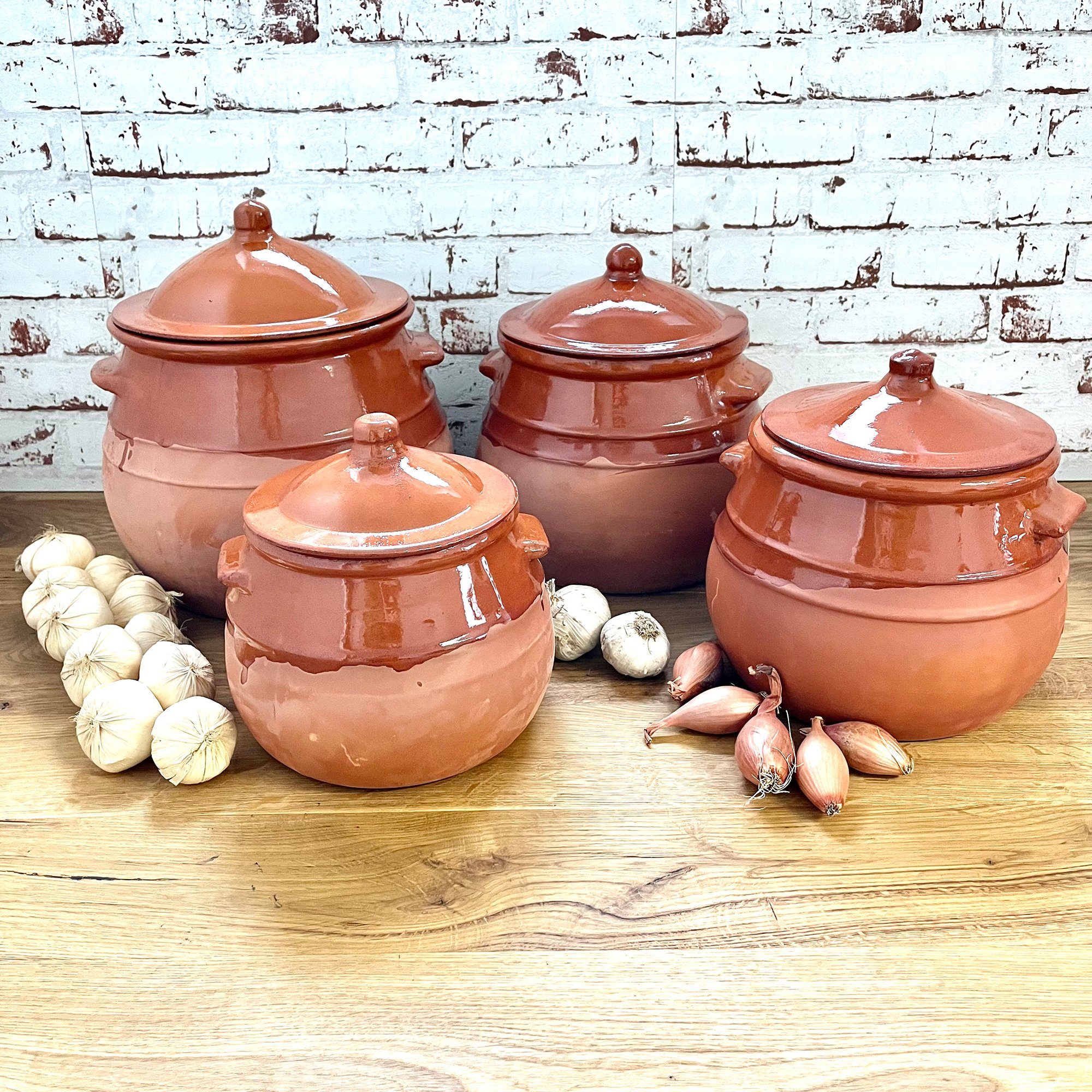 Annastore Dampfgartopf Tontopf mit Deckel- Stewpot Eintopf - Schmortopf - Tongeschirr, Topf aus Ton mit Deckel teilglasiert – Bild 5 von 5