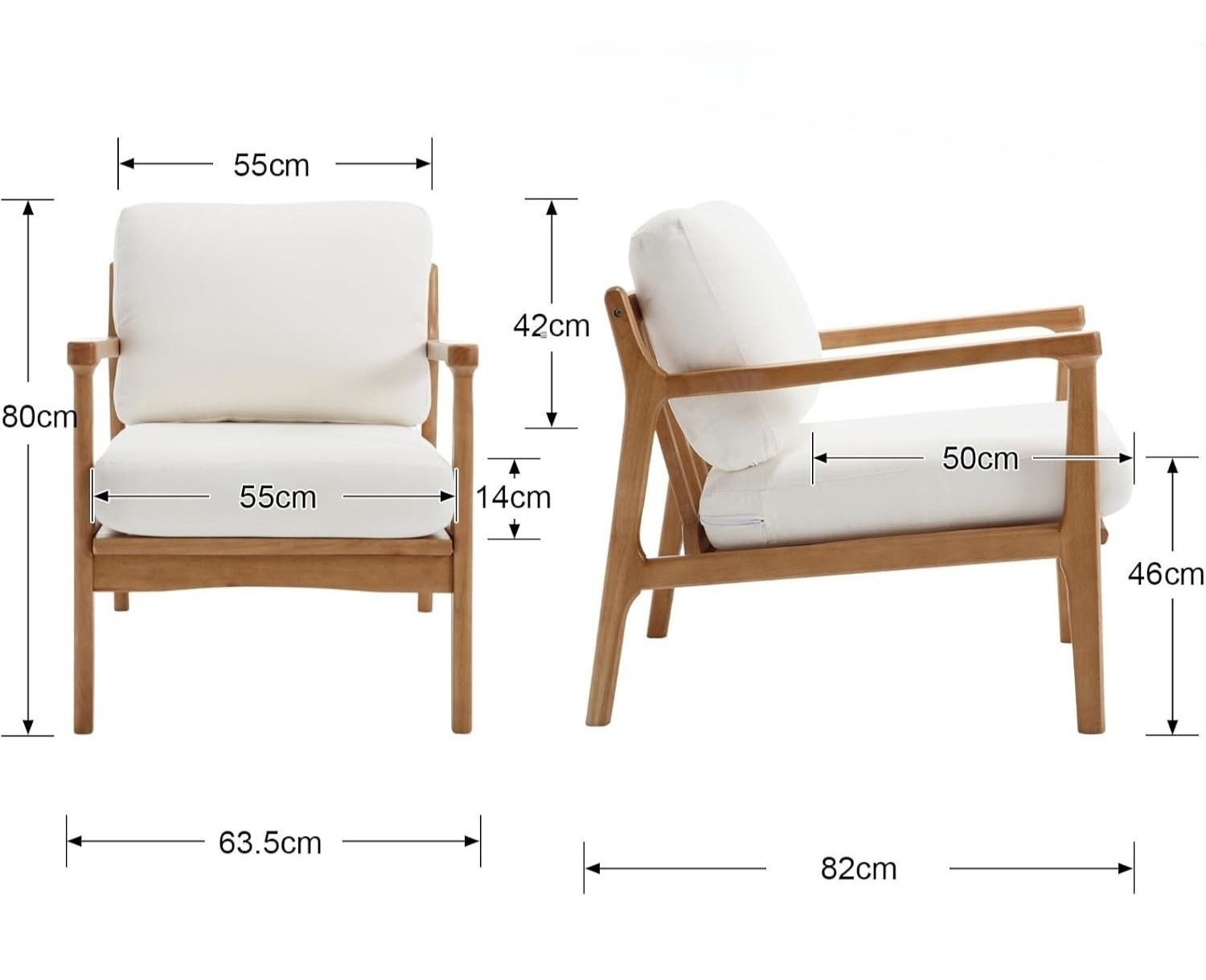 WAHSON OFFICE CHAIRS Loungesessel Vintage Loungesessel mit Holzgestell & Leinen/PU-Leder