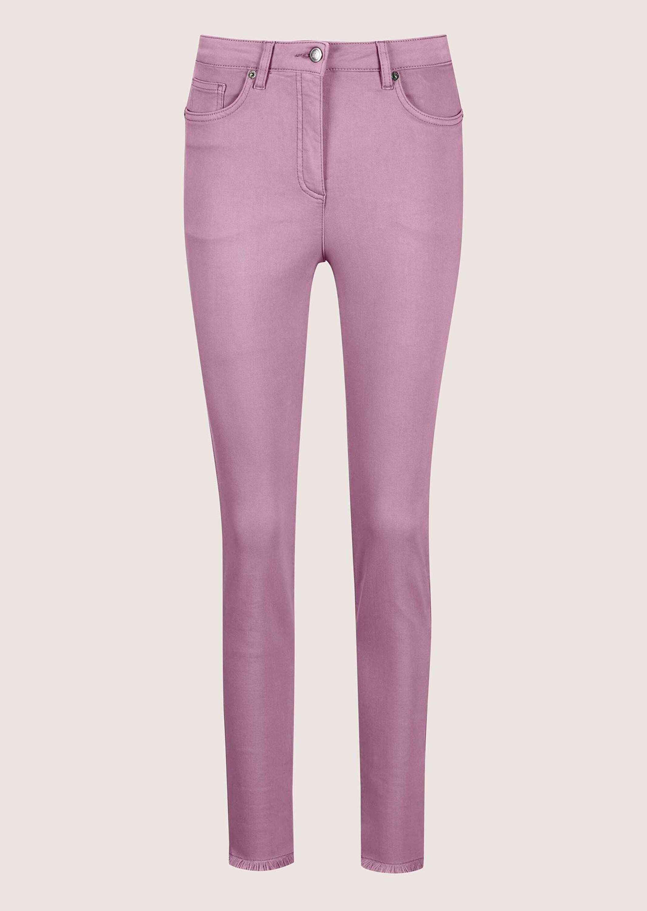 Gerade Jeans Kurzgröße: Mid Waist Skinny-Hose mit Fransen