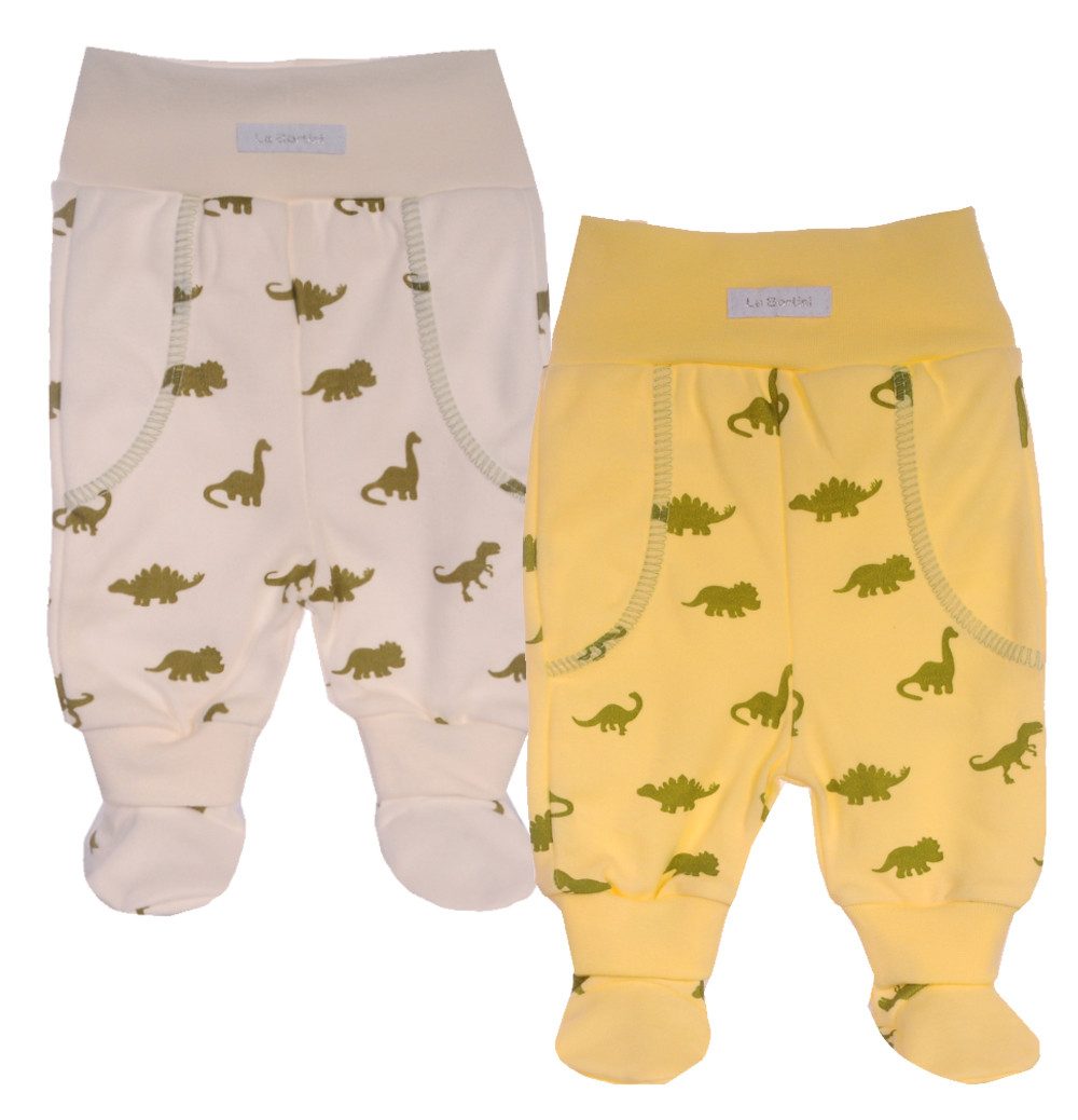 Schlupfhose Baby Hose mit Fuß 2er Pack Strampler in creme gelb