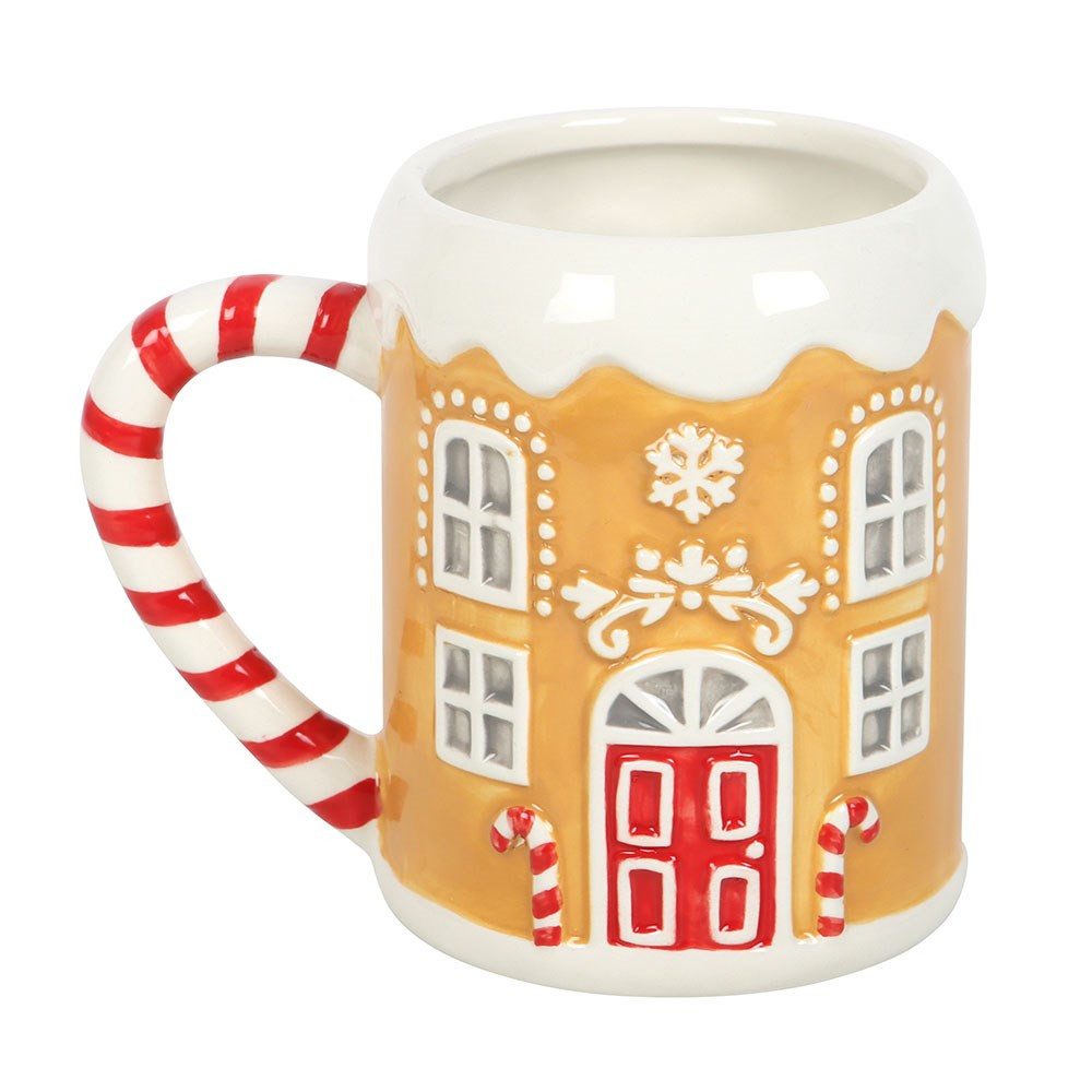 Something Different Tasse 3D Tasse Weihnachten Becher mit Zuckerstangen-Lebkuchenhaus