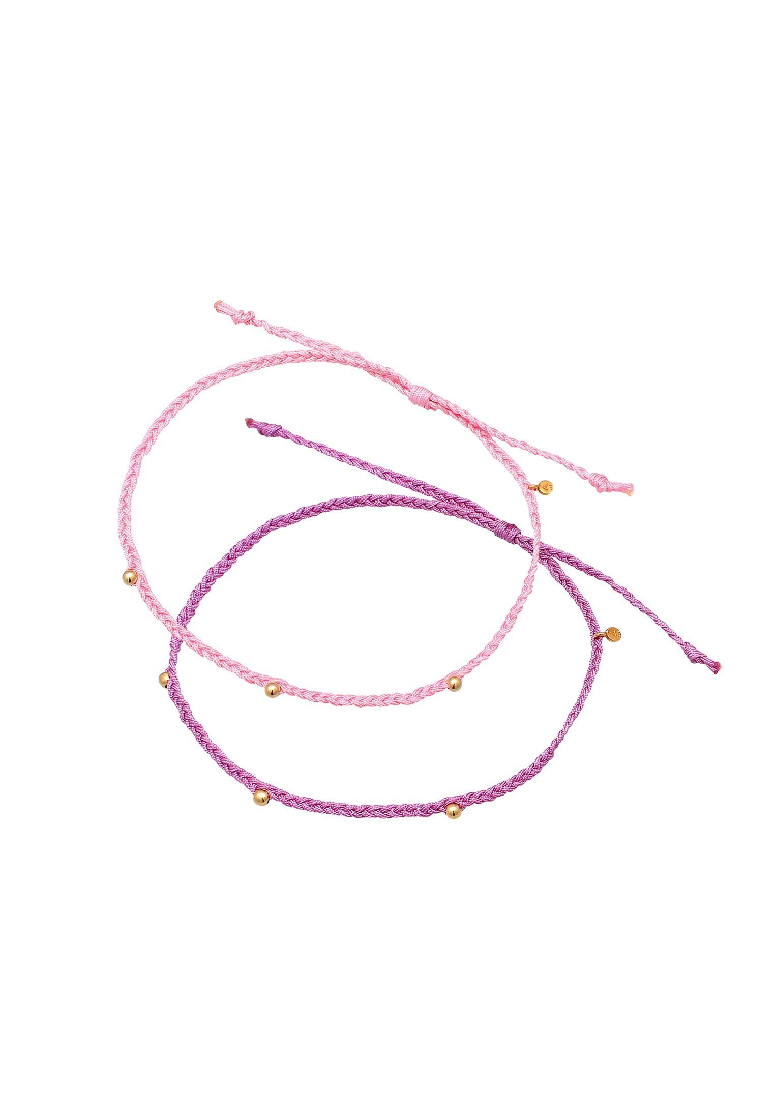 tlg) Beads Fußkette Bändchen Silber (2 Set Nylon Pink Elli 925
