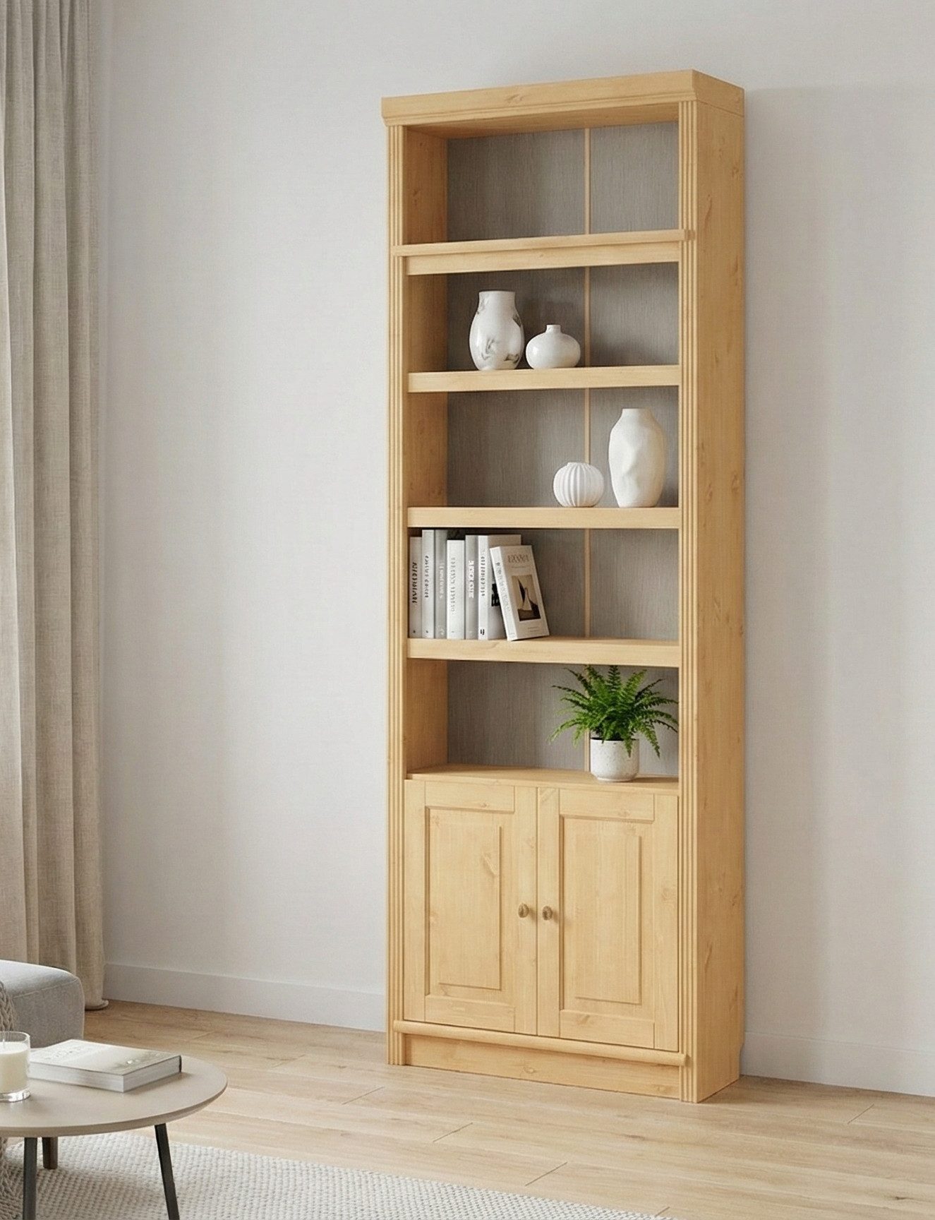 OTTO home Bücherregal mit 2 Türen Soeren Regal Aktenregal B/T/H: 80/29/220 cm, massive Kiefer, FSC®-zertifiziert