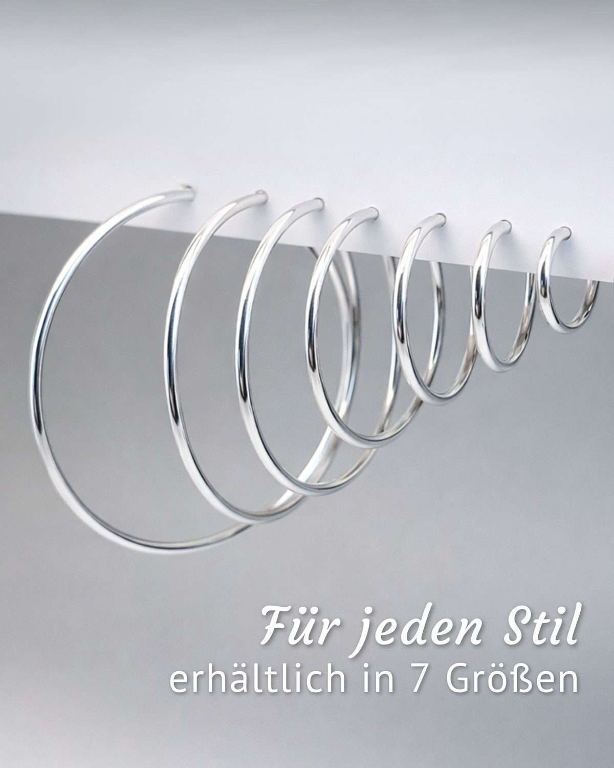 Materia Paar Creolen Silbercreolen Damen 60mm SO-323, aus 925 Sterling Silber