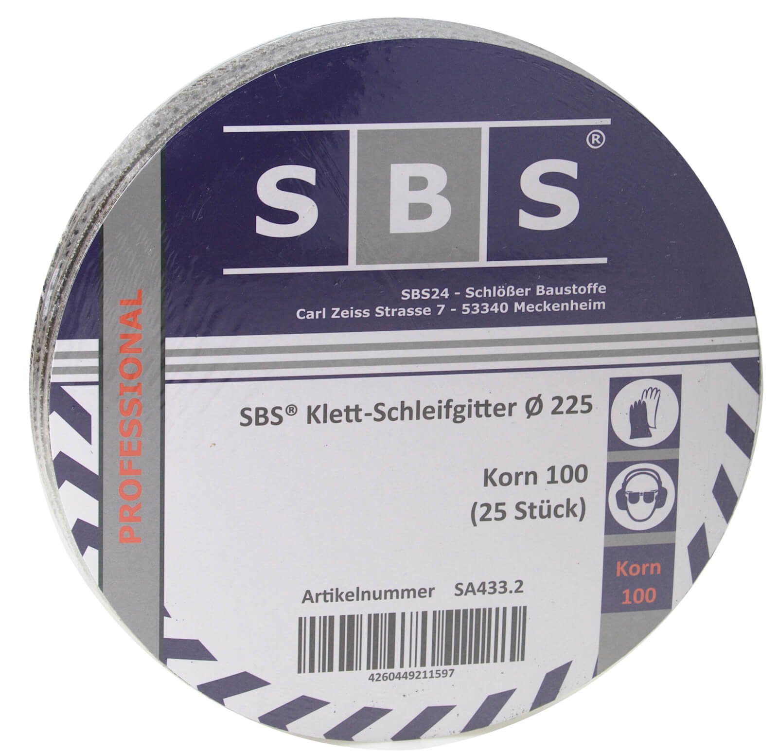 Schleifscheibe Schleifgitter 225mm 25er Pack - Korn: 100