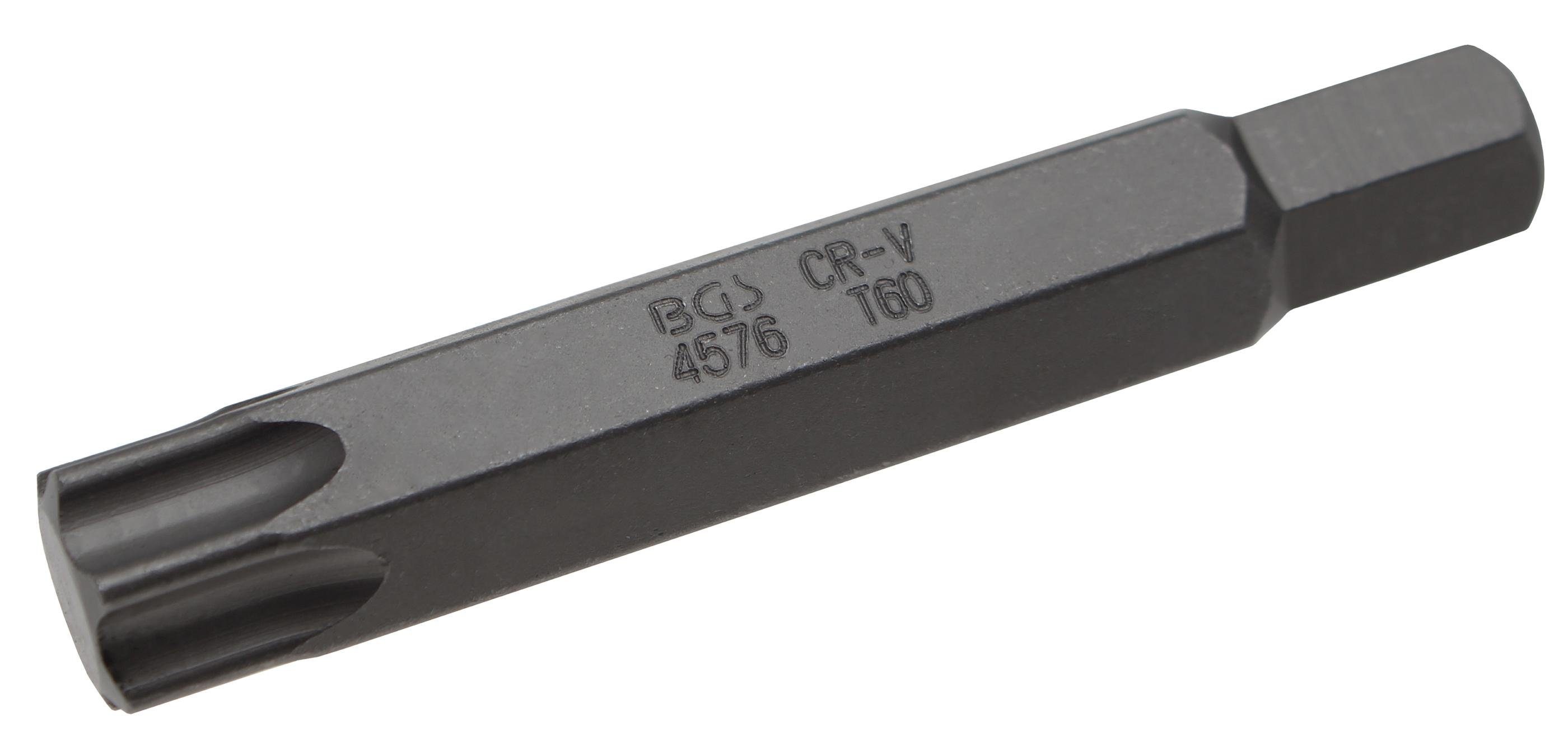 BGS technic Bit-Schraubendreher Bit, Länge 75 mm, Antrieb Außensechskant 10 mm, T-Profil (für Torx) T60