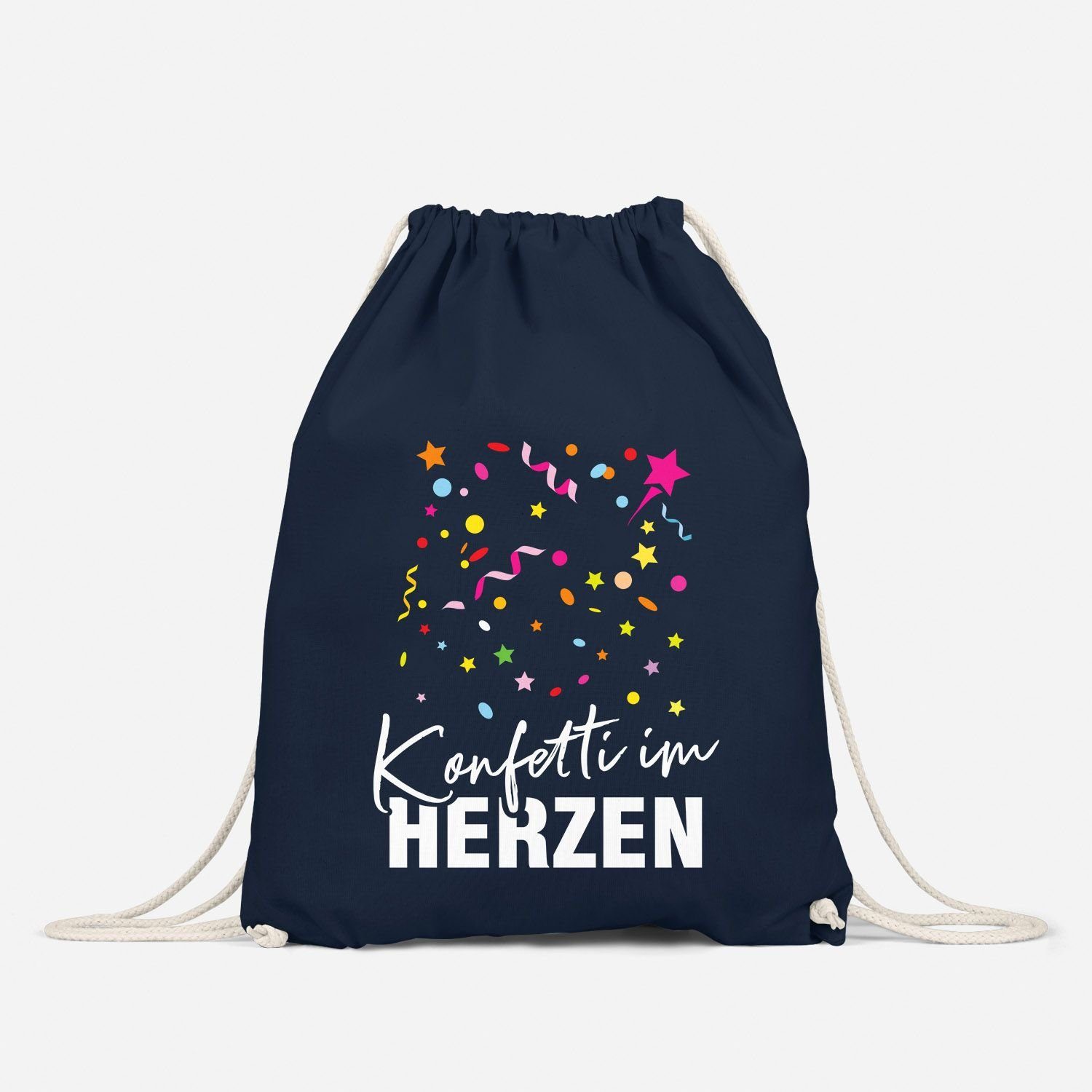 MoonWorks Turnbeutel Turnbeutel Fasching Karneval Konfetti im Herzen Spruch lustig