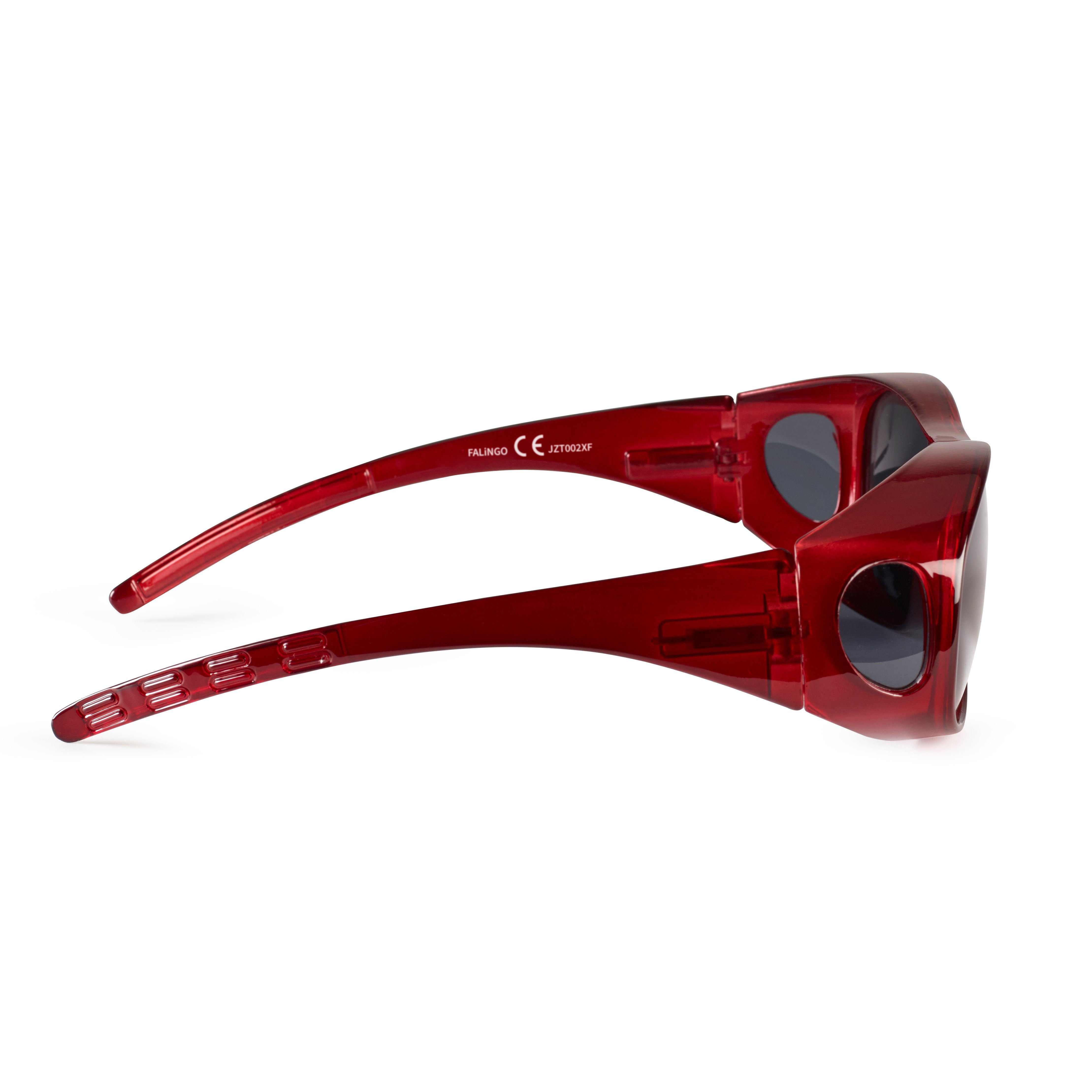 FALINGO 400 UV Überzieh Überziehbrille Überbrille Sonnenüberbrille polarisiert Sonnenbrille Rot Sonnenbrille EDITION FLEXI