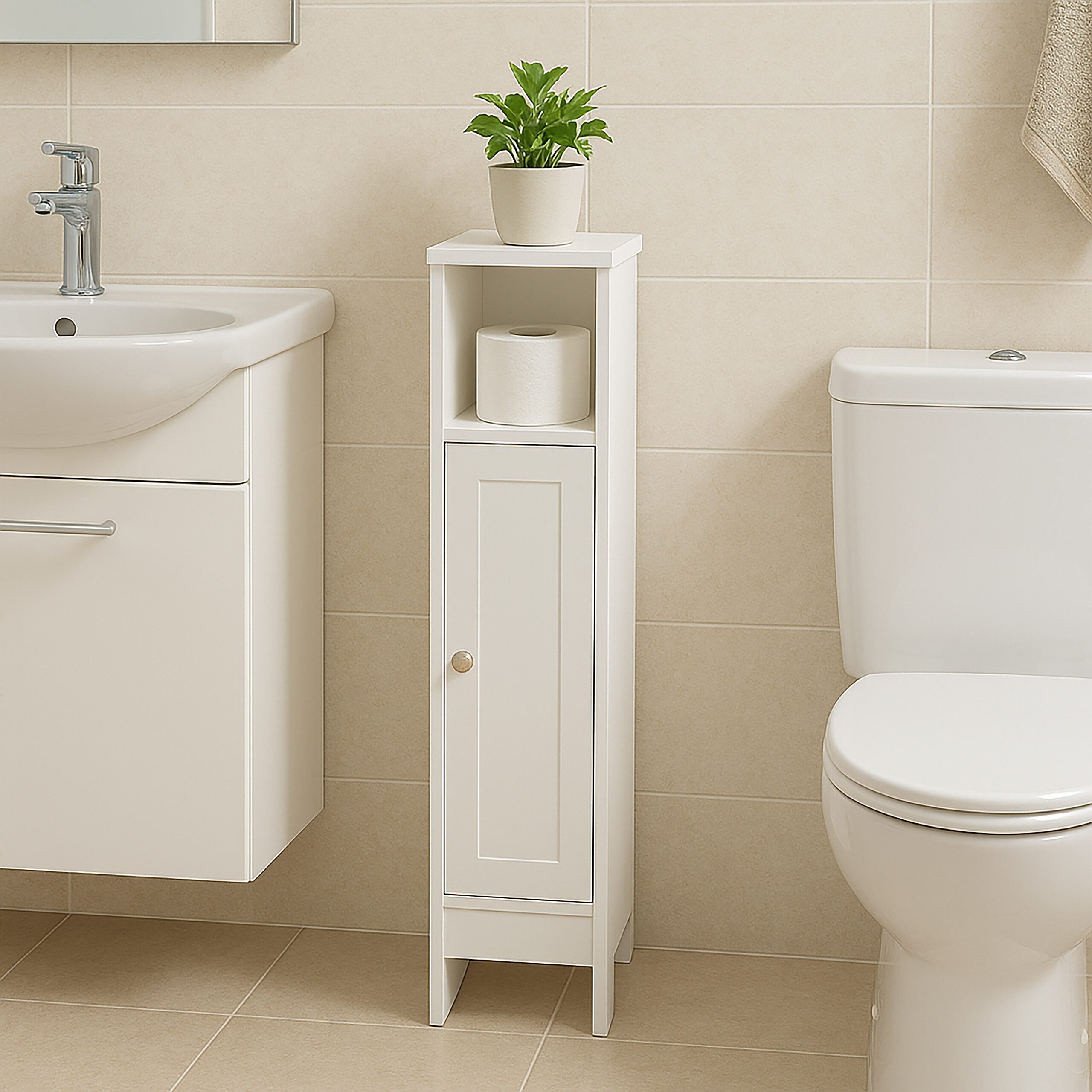 relaxdays Midischrank Weißer Badezimmerschrank günstig online kaufen