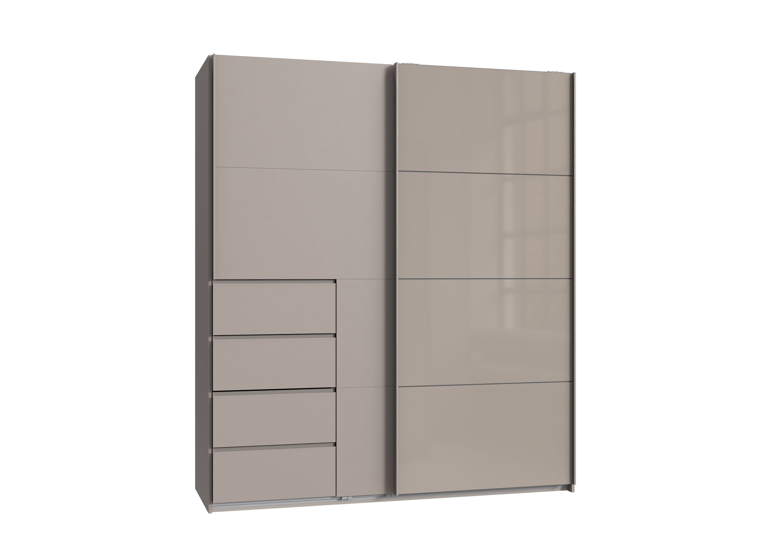 freiraum Schwebetürenschrank BALI in SAHARAGRAU + GLAS SAHARAGRAU - 180x208x64 (BxHxT)