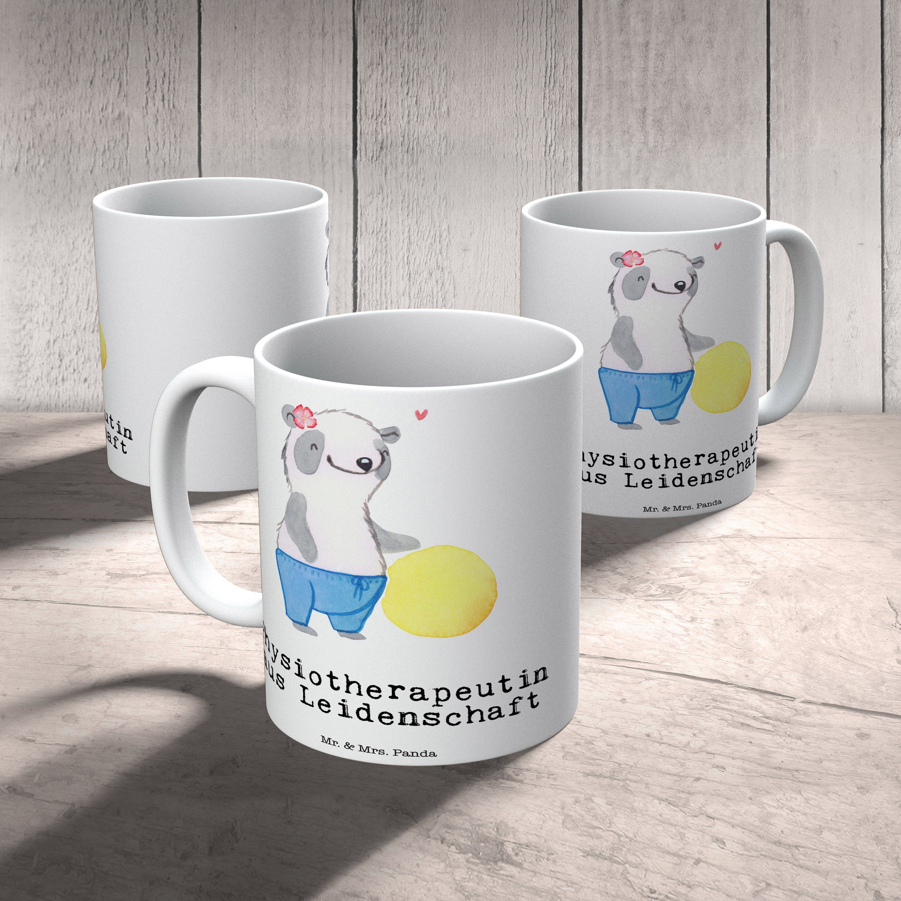 T, Panda Keramik Tasse & Leidenschaft aus Mr. Geschenk, Kaffeebecher, Weiß - - Physiotherapeutin Mrs.