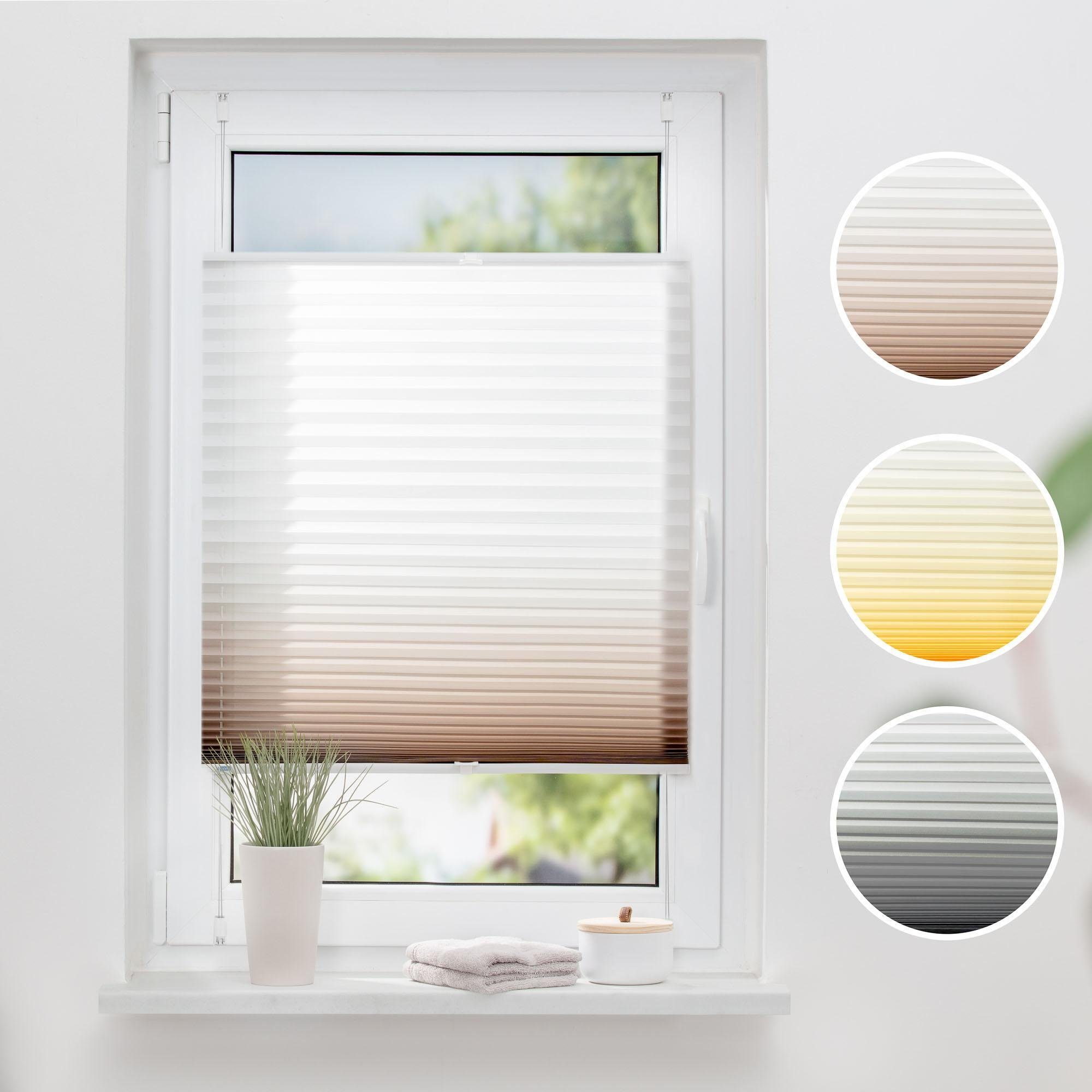 K-HOME Plissee Farbverlauf Sunrise, Lichtschutz, ohne Bohren, verspannt, Kl günstig online kaufen