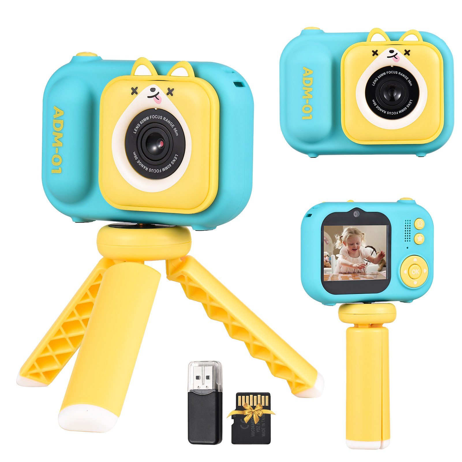 Andoer Spielzeug-Kamera 48 MP 2,4-Zoll-IPS-Bildschirm Dual Lens Eingebauter  Akku