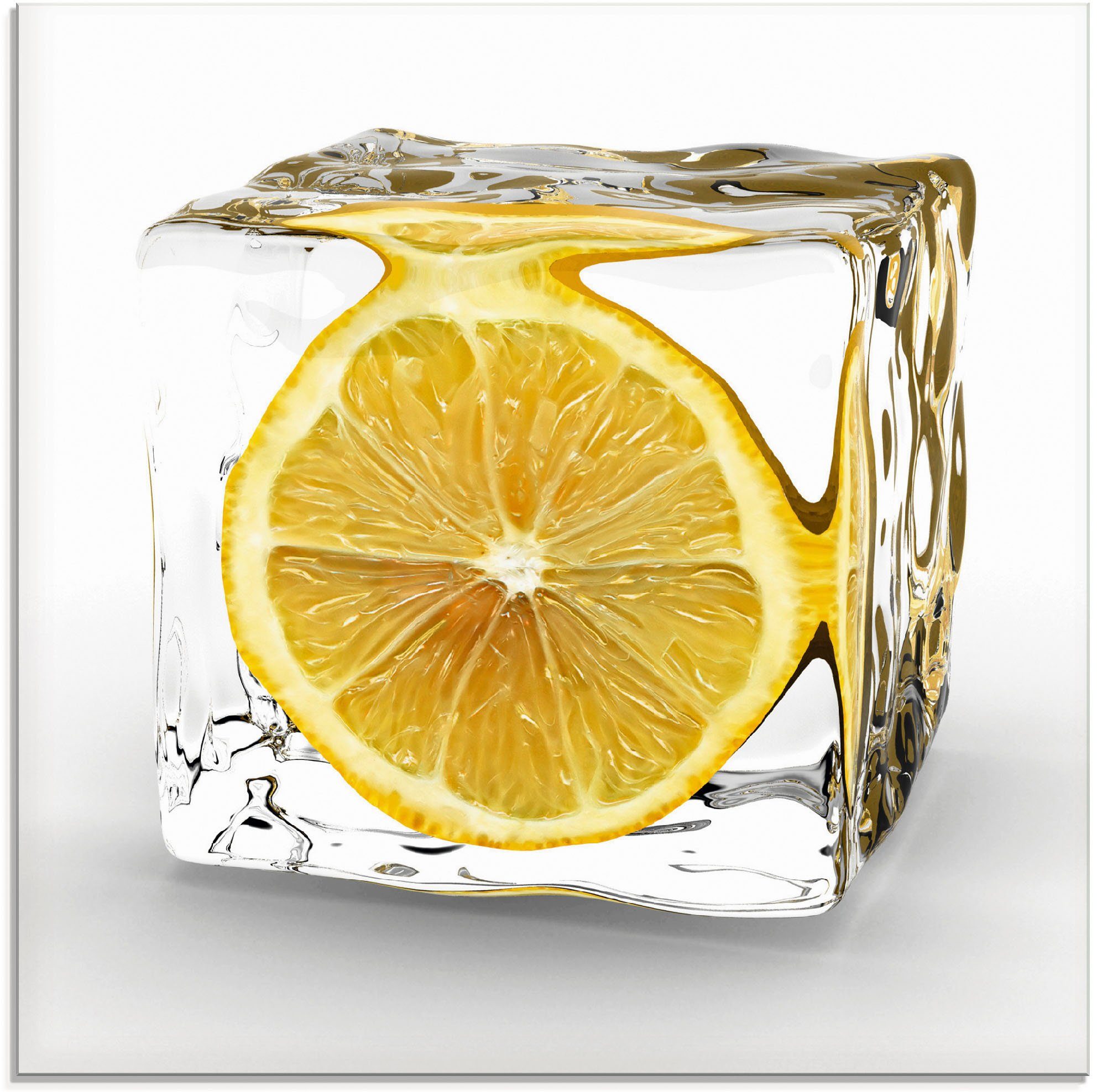 Artland Glasbild Zitrone im Eiswürfel, Lebensmittel (1 St), in verschiedenen Größen | Bilder
