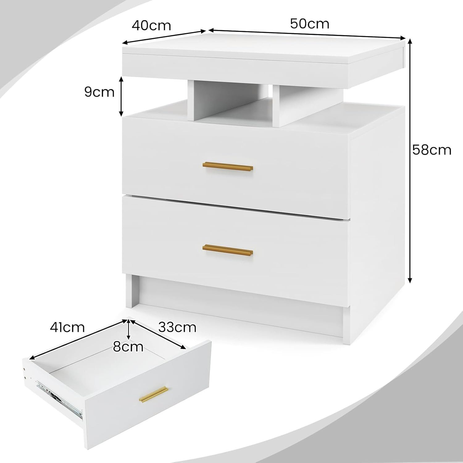 KOMFOTTEU Nachttisch, mit LED-Beleuchtung, 50 x 40 x 58 cm günstig online kaufen