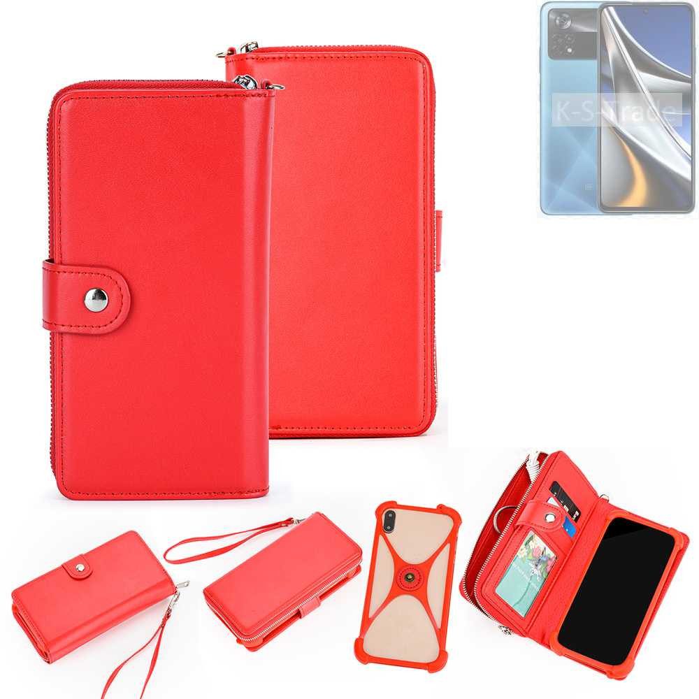 K-S-Trade Handyhülle für POCO X4 Pro 5G, 2in1 Schutzhülle Portemonnee Handyhülle mit Bumper Hülle Case