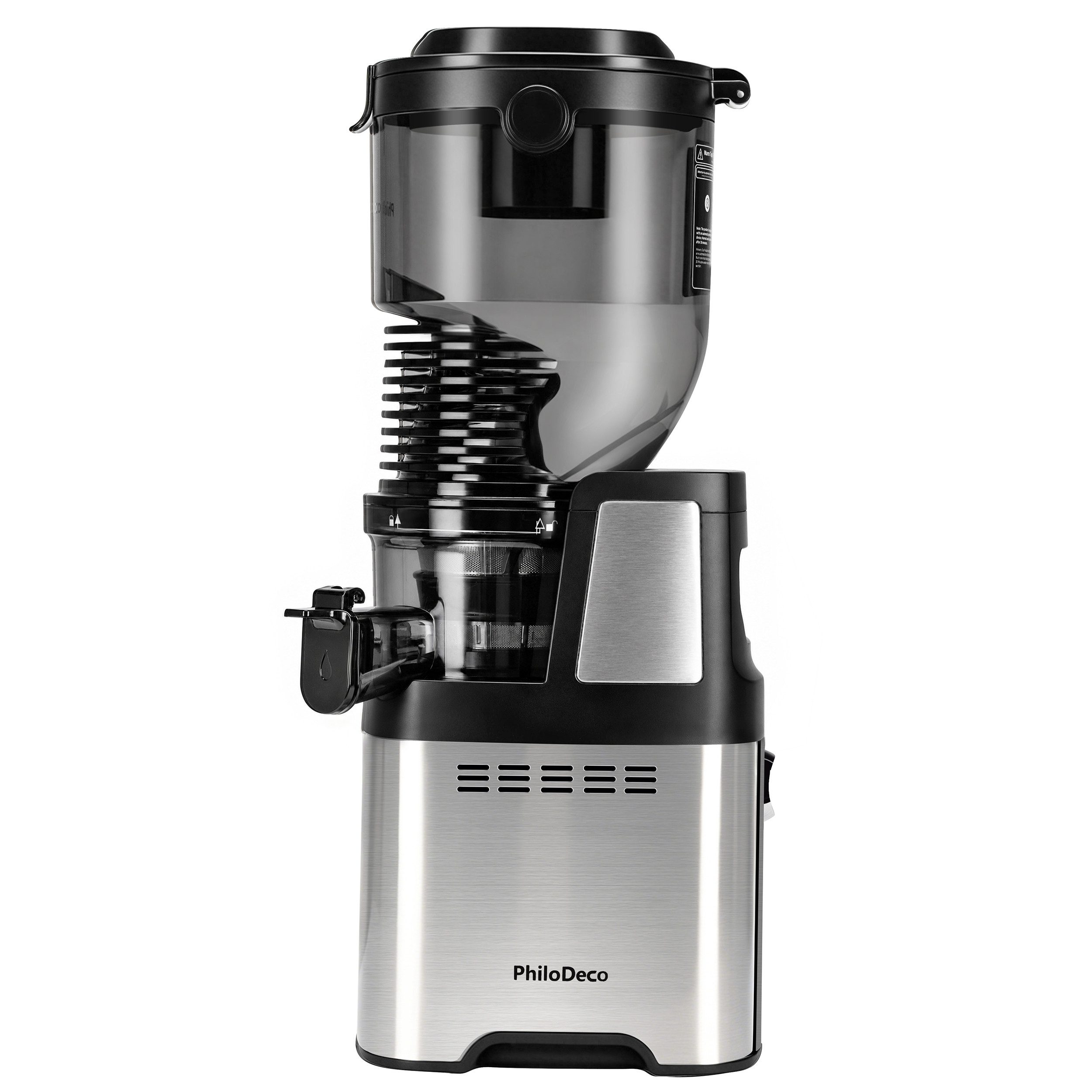 Sinaopus Slow Juicer Große Einfüllkammer für Früchte bis 8 cm und feinen Saft, 250 W, Getrennte Auslässe, Rückwärtslauf und einfache Reinigung