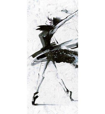 MyMaxxi Dekorationsfolie Türtapete tanzende Ballerina mit Vögel Gemälde
